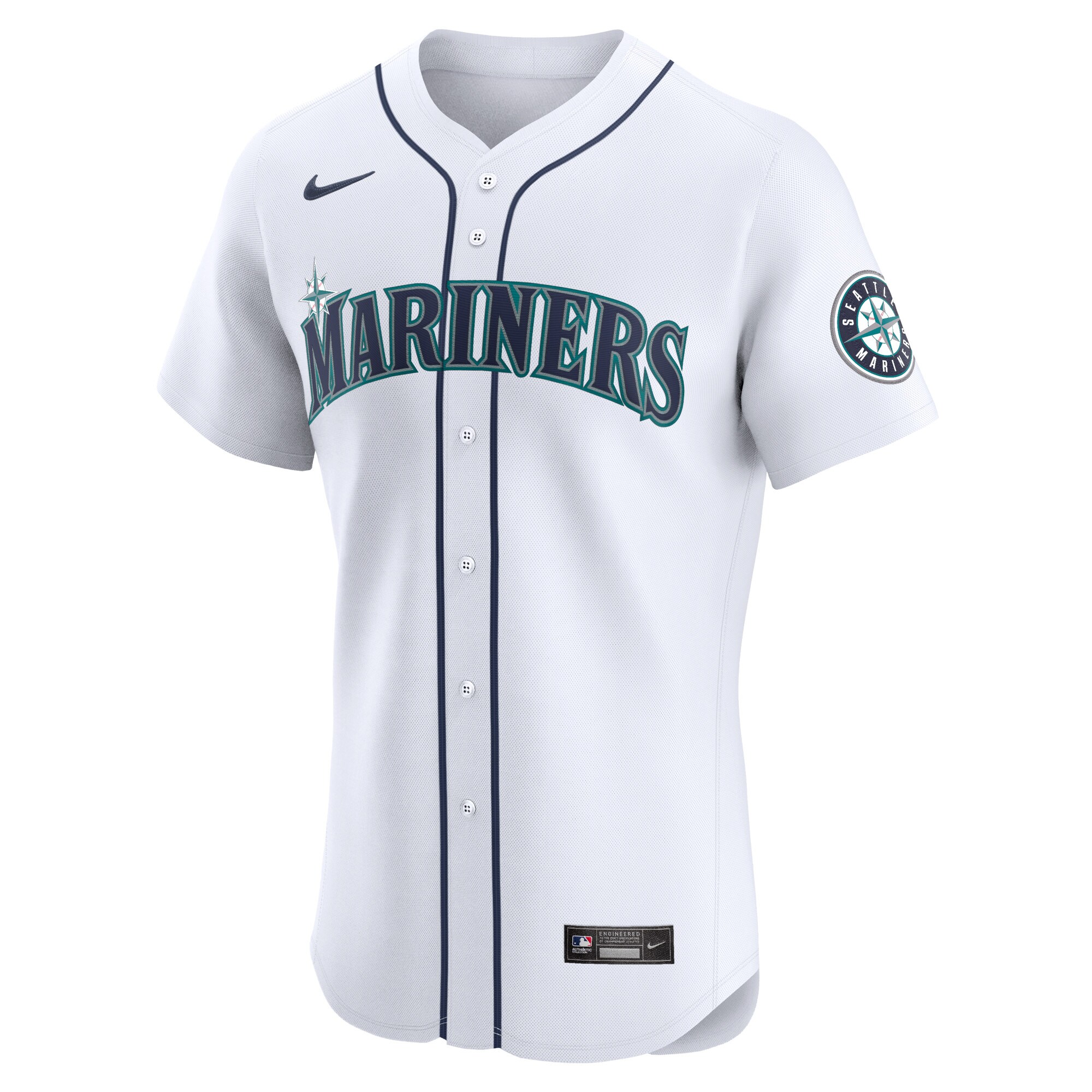 Alternative view of Men's Seattle Mariners Julio Rodríguez White Home Elite Player Jersey 