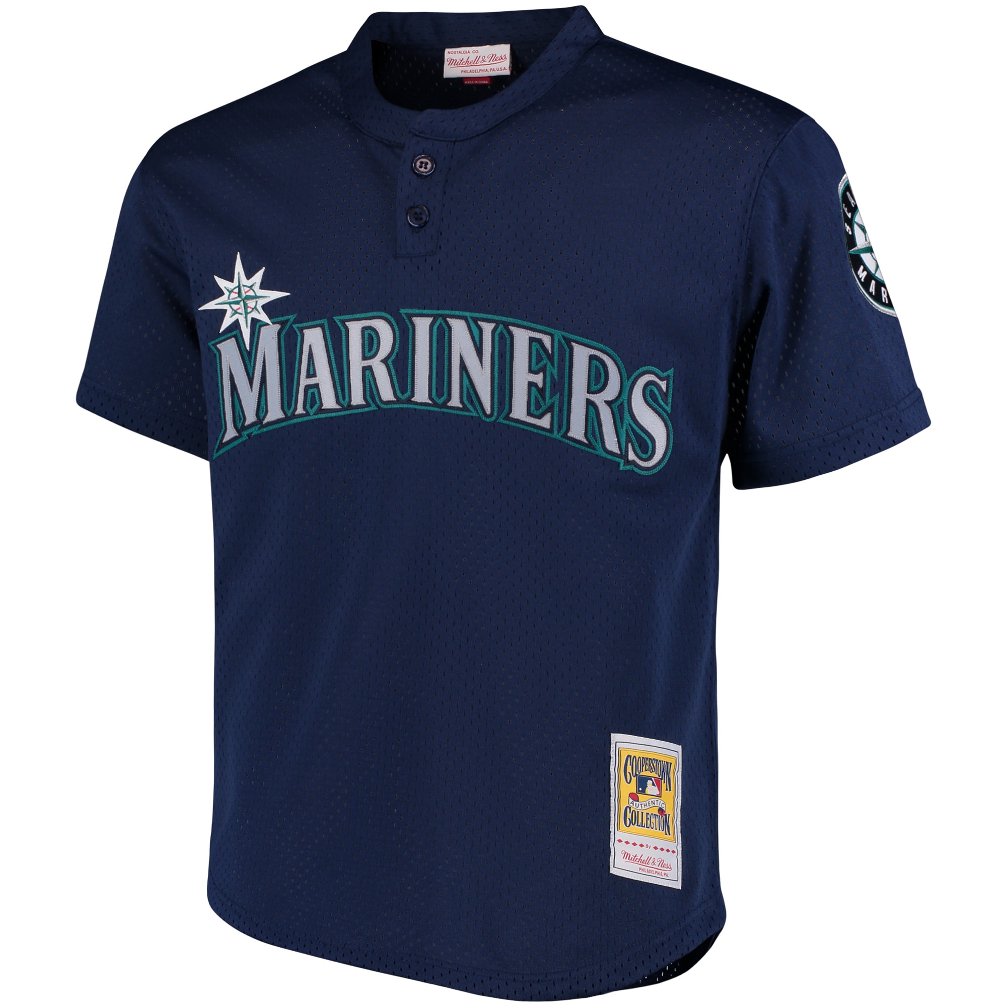 Alternative view of Men's Seattle Mariners Ken Griffey Jr. Mitchell & Ness Navy Cooperstown Collection Mesh Batting Practice Jersey 