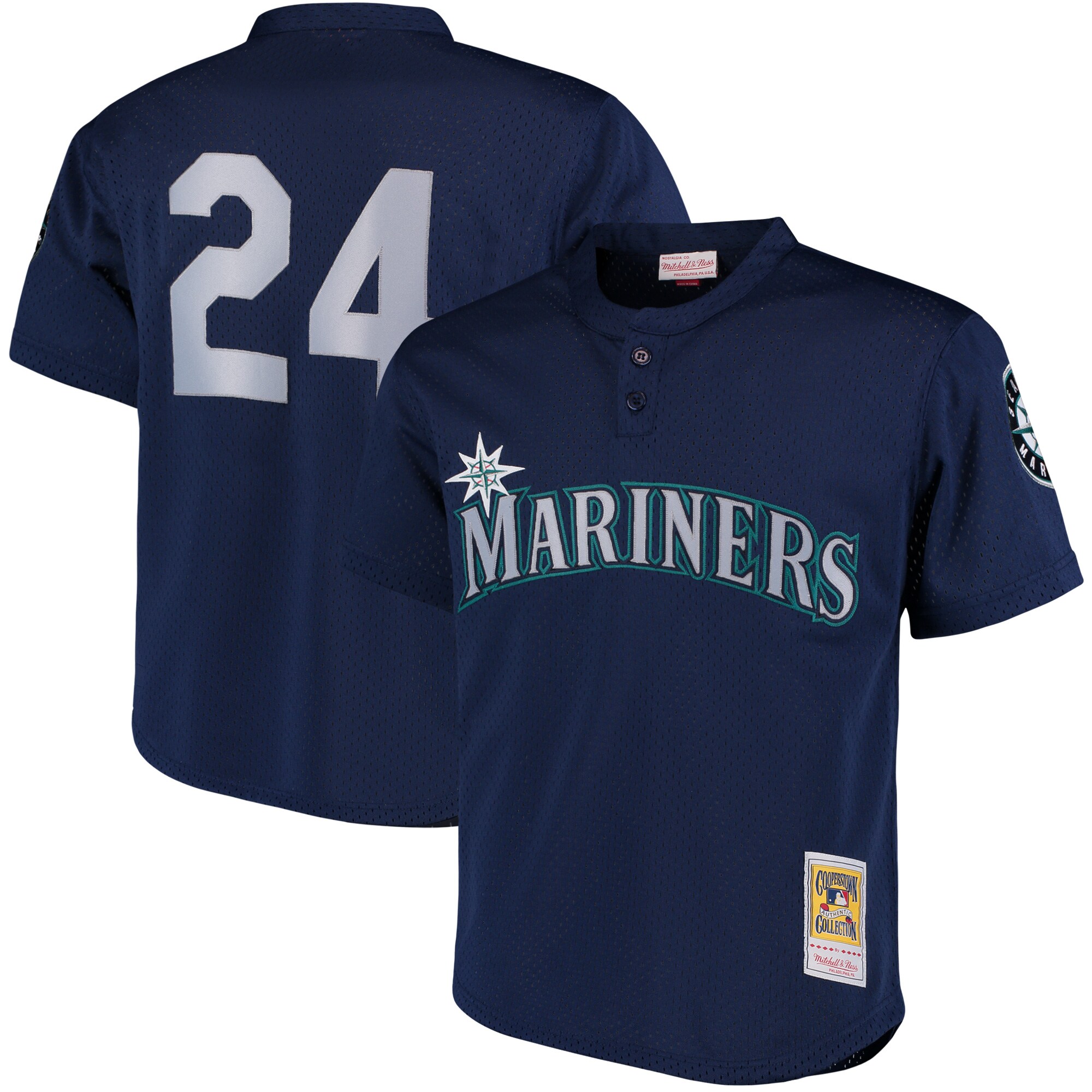 Men's Seattle Mariners Ken Griffey Jr. Mitchell & Ness Navy Cooperstown Collection Mesh Batting Practice Jersey 