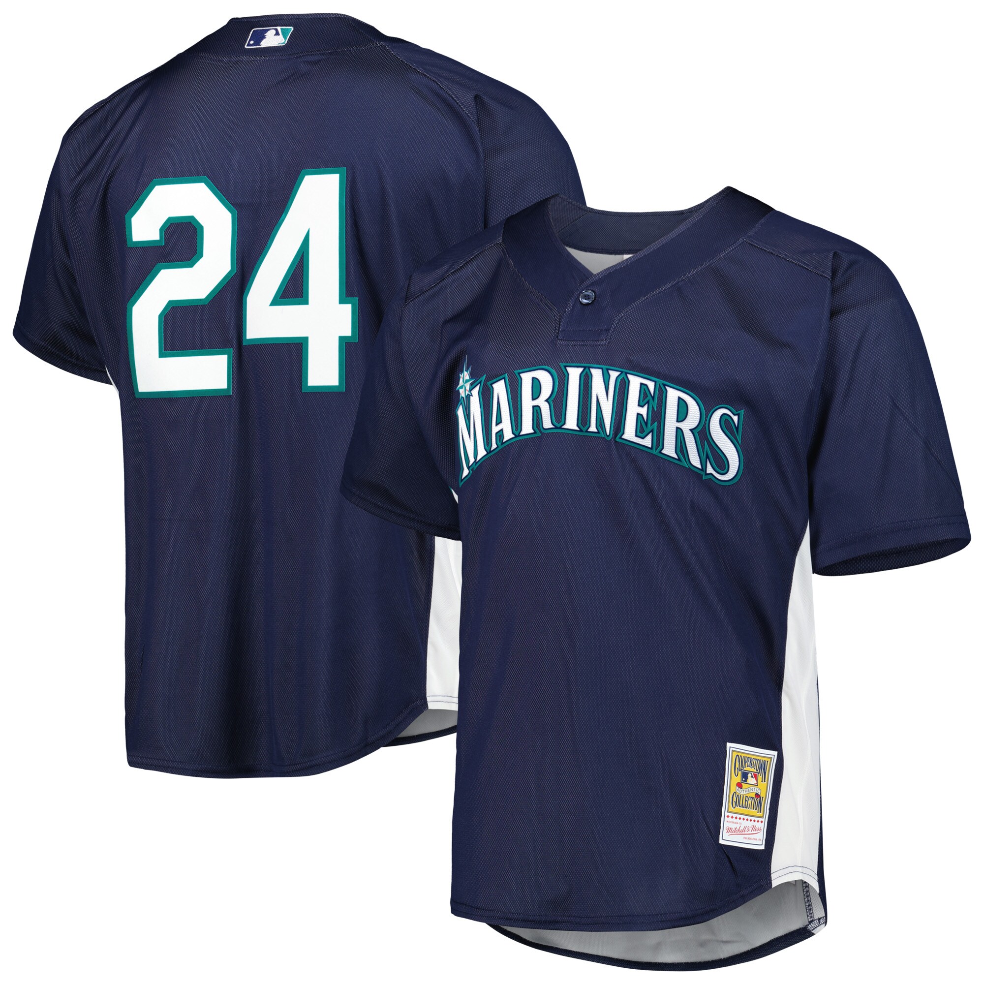 Men's Seattle Mariners Ken Griffey Jr. Mitchell & Ness Navy Cooperstown Collection Mesh Batting Practice Jersey 