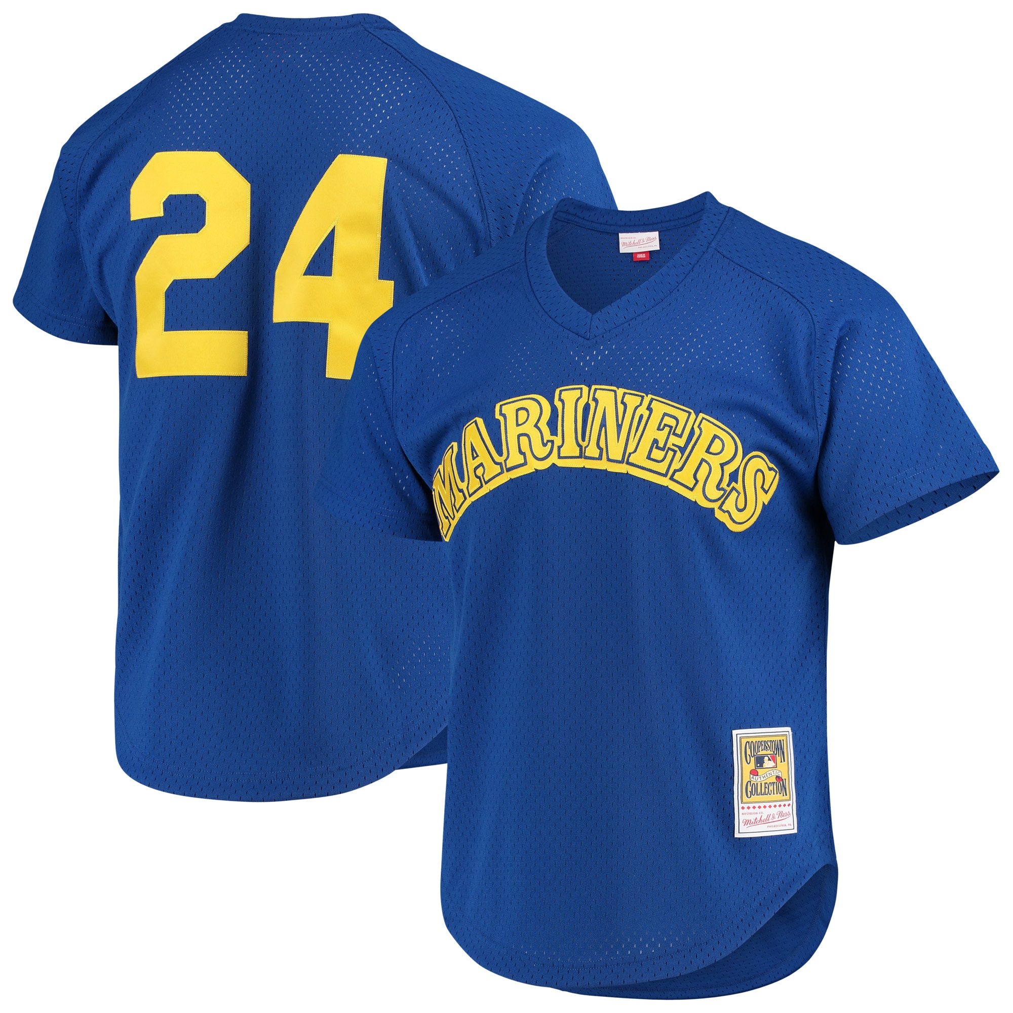 Men's Seattle Mariners Ken Griffey Jr. Mitchell & Ness Royal Cooperstown Mesh Batting Practice Jersey 