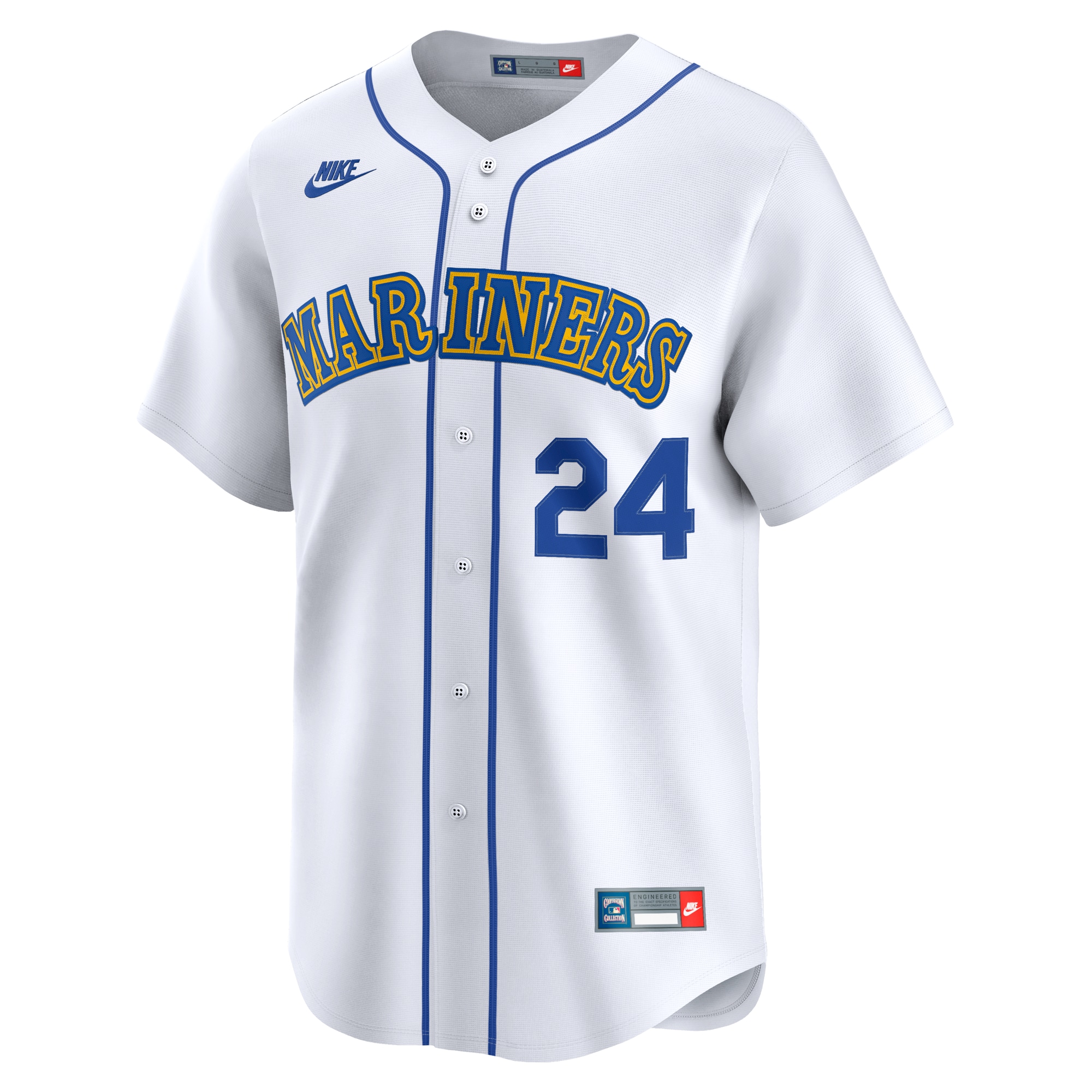 Alternative view of Men's Seattle Mariners Ken Griffey Jr. White Throwback Cooperstown Collection Limited Jersey 