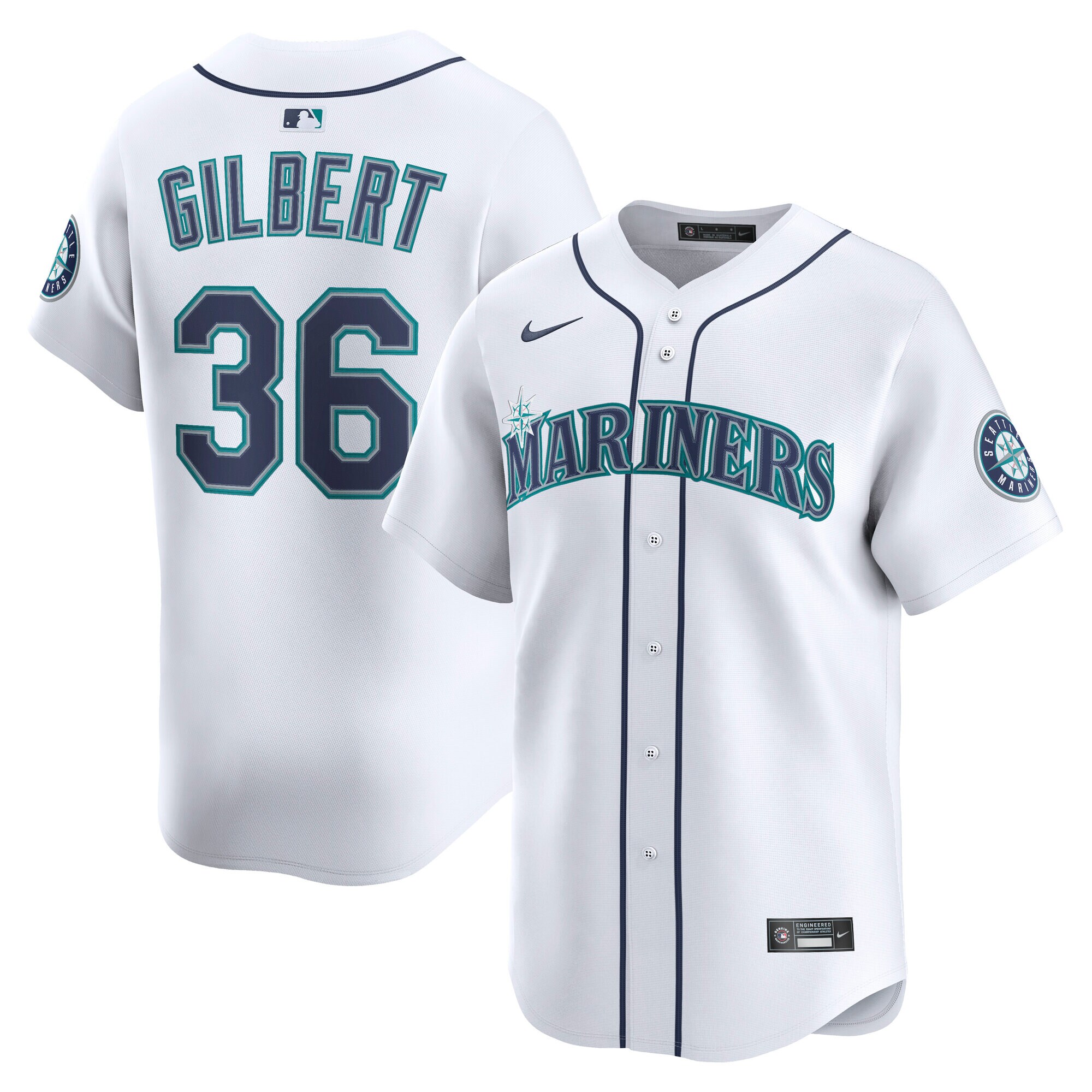 Men's Seattle Mariners Logan Gilbert White Alternate Limited Player Jersey 