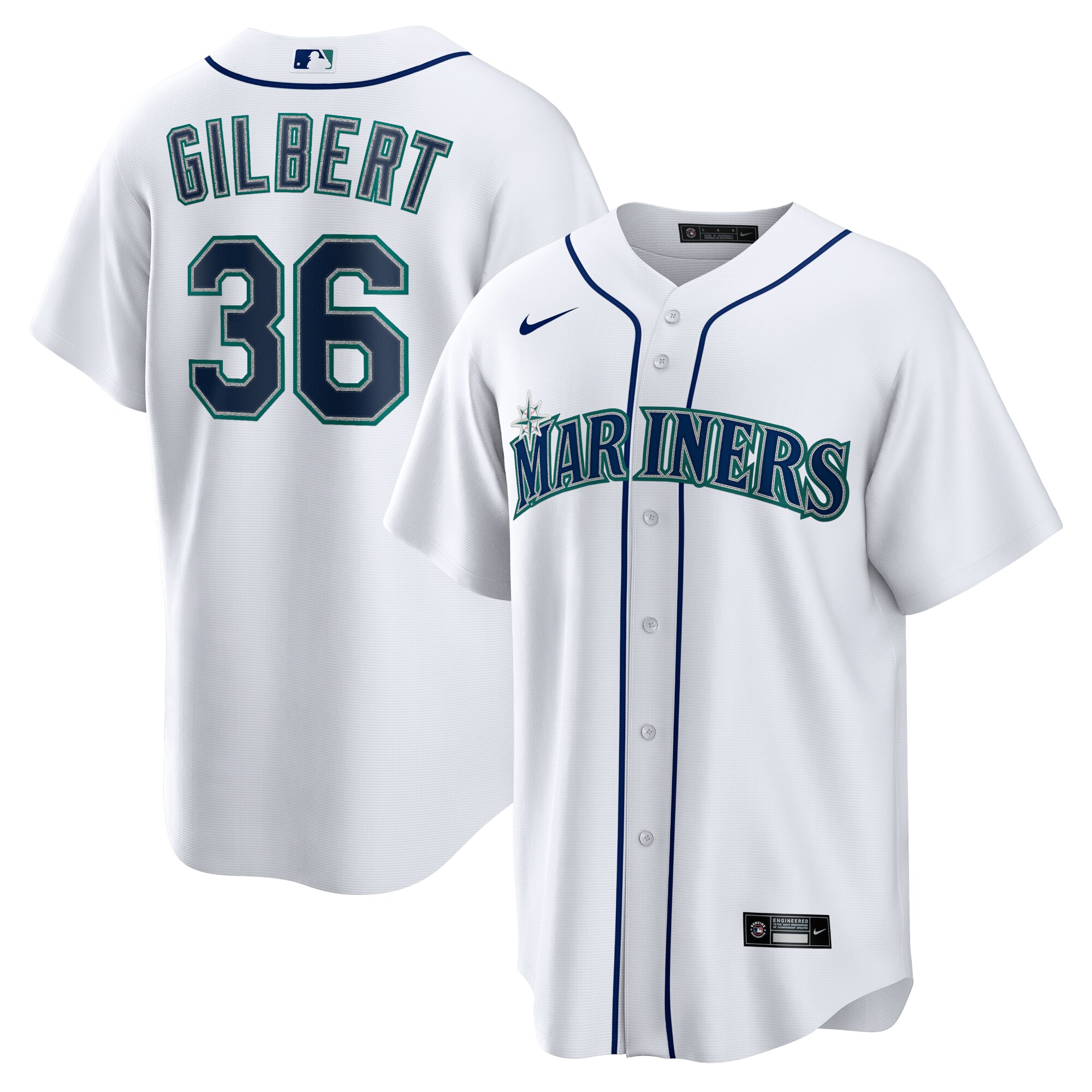 Men's Seattle Mariners Logan Gilbert White Home Jersey 