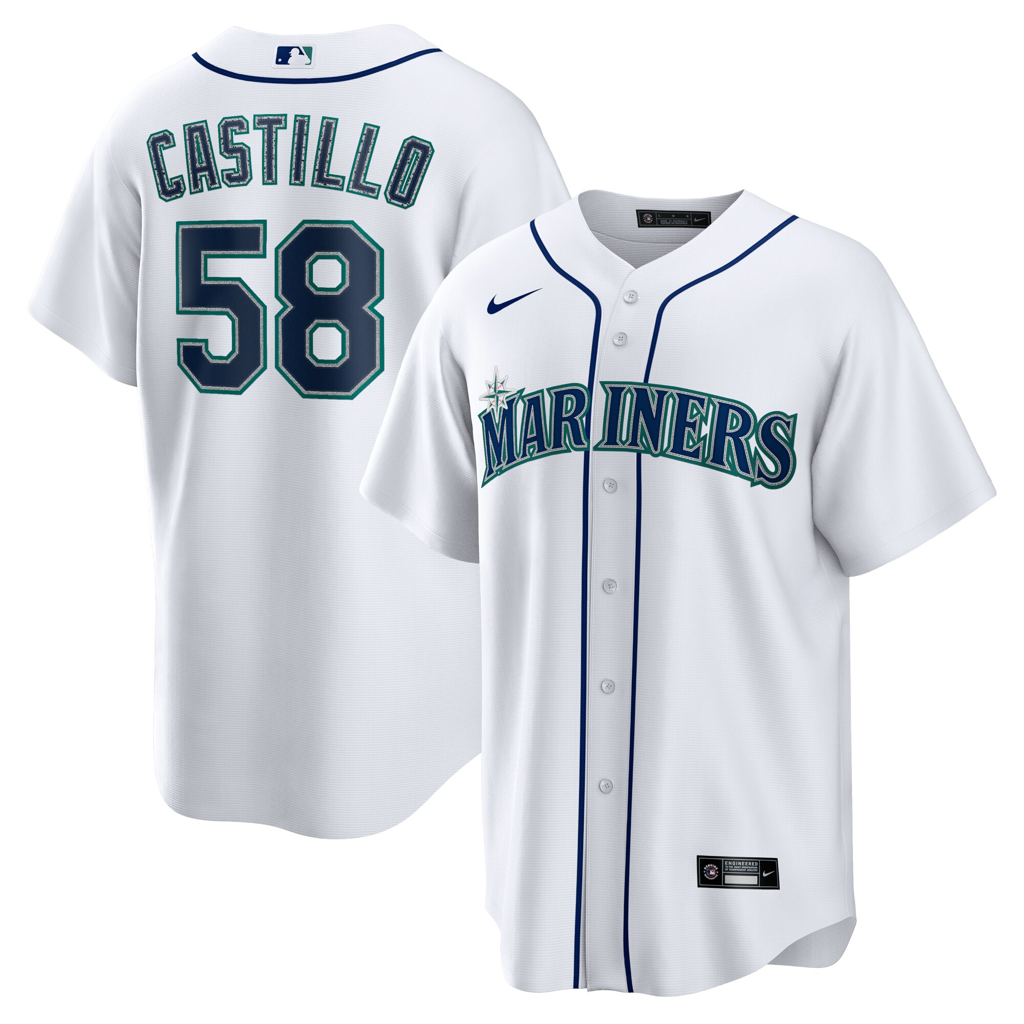 Men's Seattle Mariners Luis Castillo White Home Jersey 