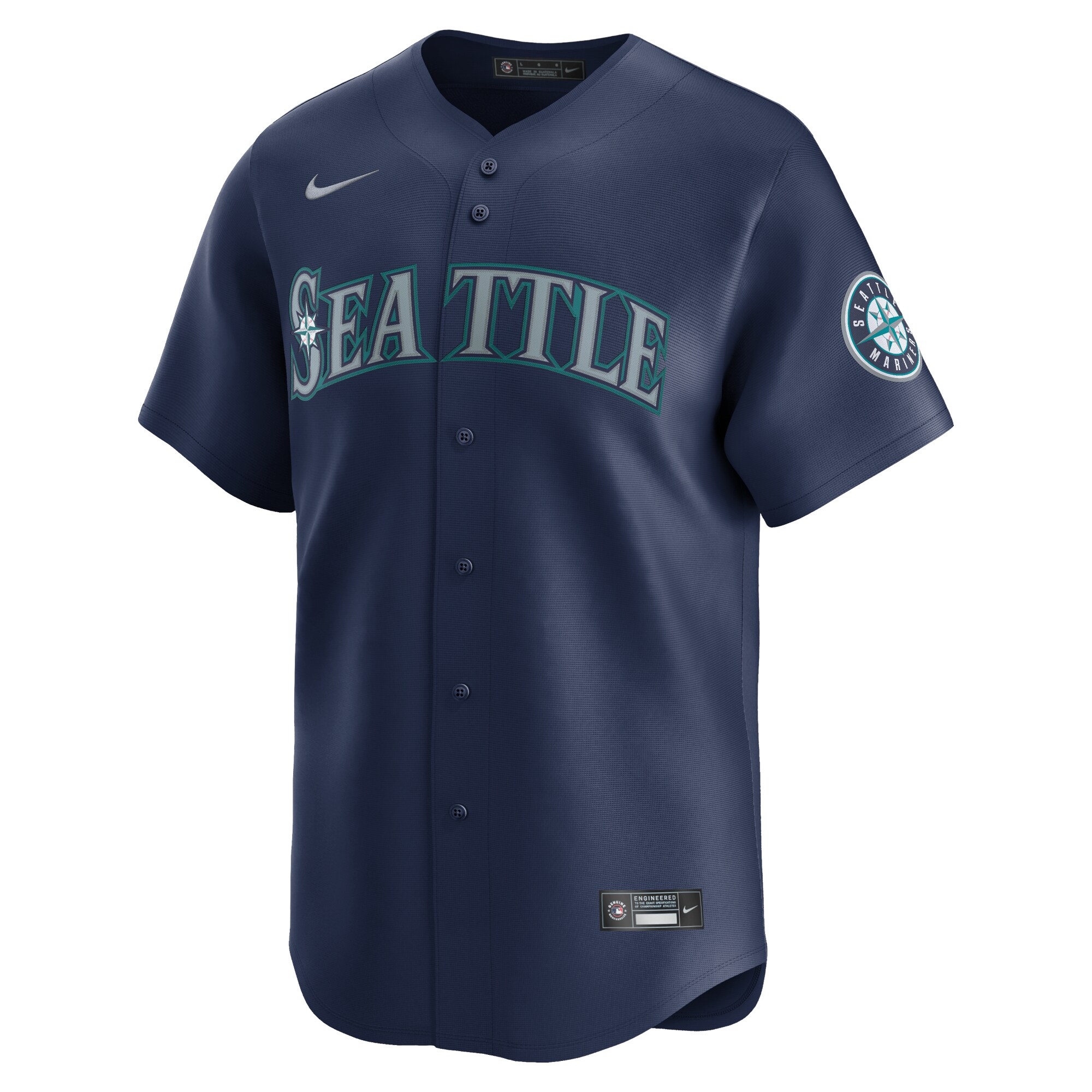 Alternative view of Men's Seattle Mariners Navy Road Limited Jersey 