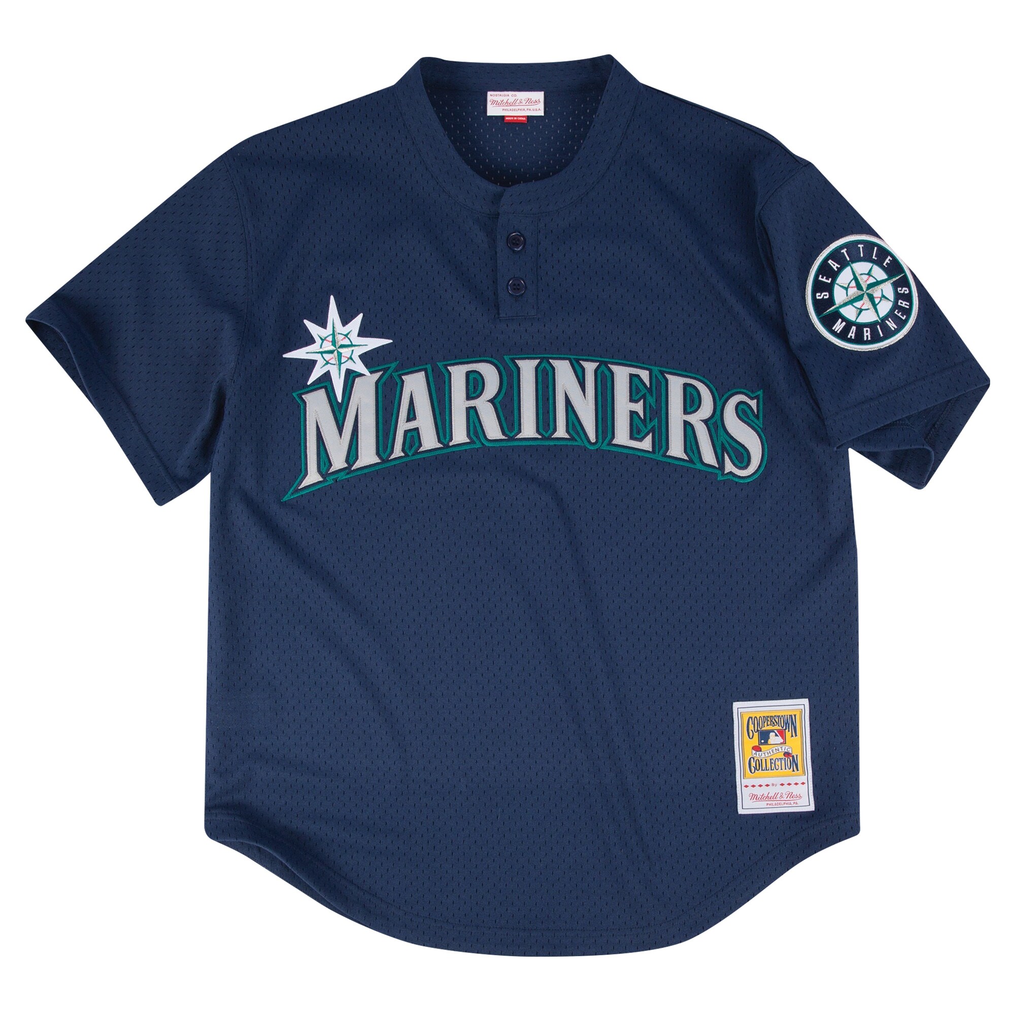 Alternative view of Men's Seattle Mariners Profile Navy Big & Tall Cooperstown Collection Mesh Batting Practice Jersey 
