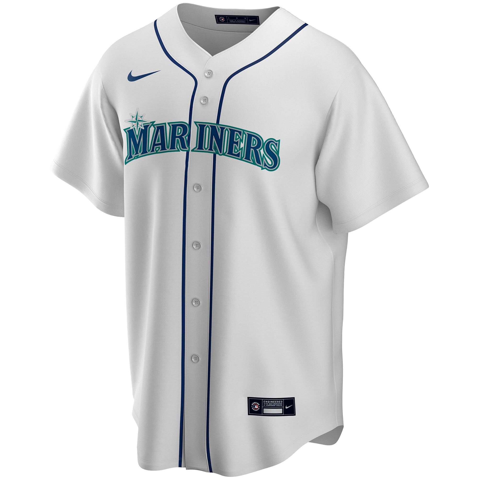 Alternative view of Men's Seattle Mariners White Home Custom Jersey 