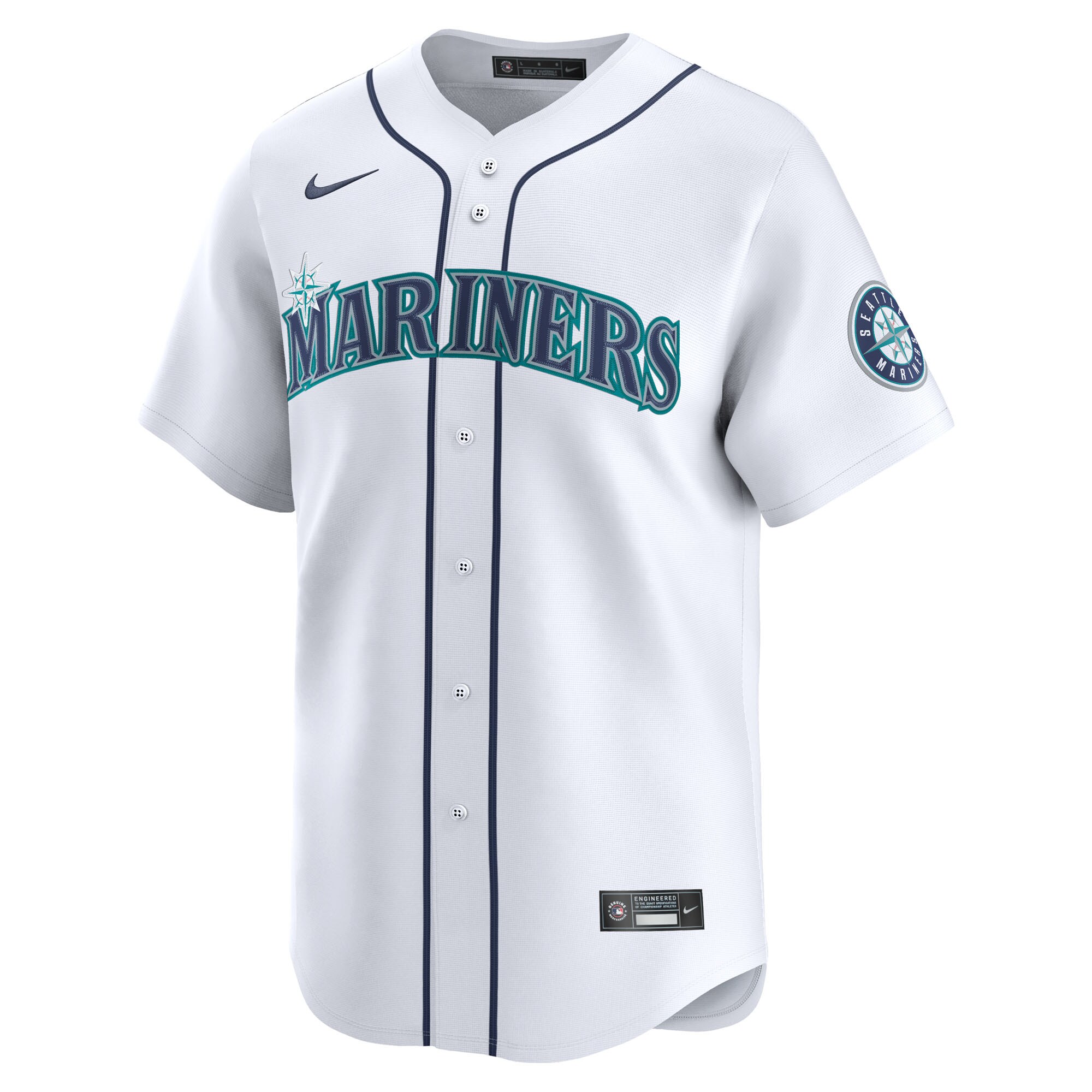 Alternative view of Men's Seattle Mariners White Home Limited Custom Jersey 