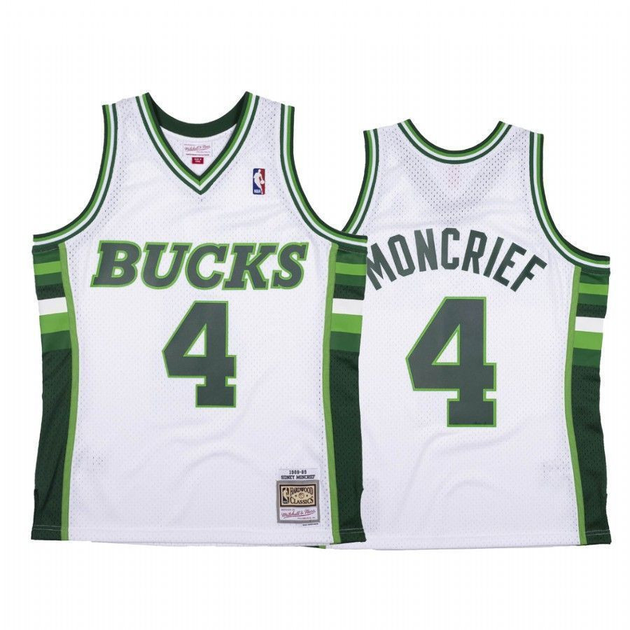 Men's Sidney Moncrief 4 Milwaukee Bucks White Hardwood Classics Jersey - JS720 
