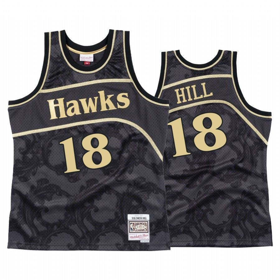 Men's Solomon Hill 18 Atlanta Hawks Black Toile Jersey - JS434 