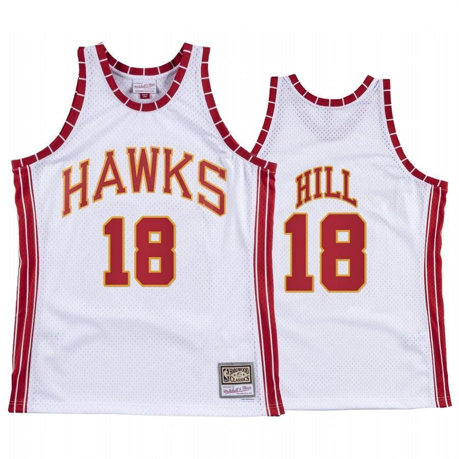Men's Solomon Hill 18 Atlanta Hawks Hardwood Classics Jersey White - JS742 