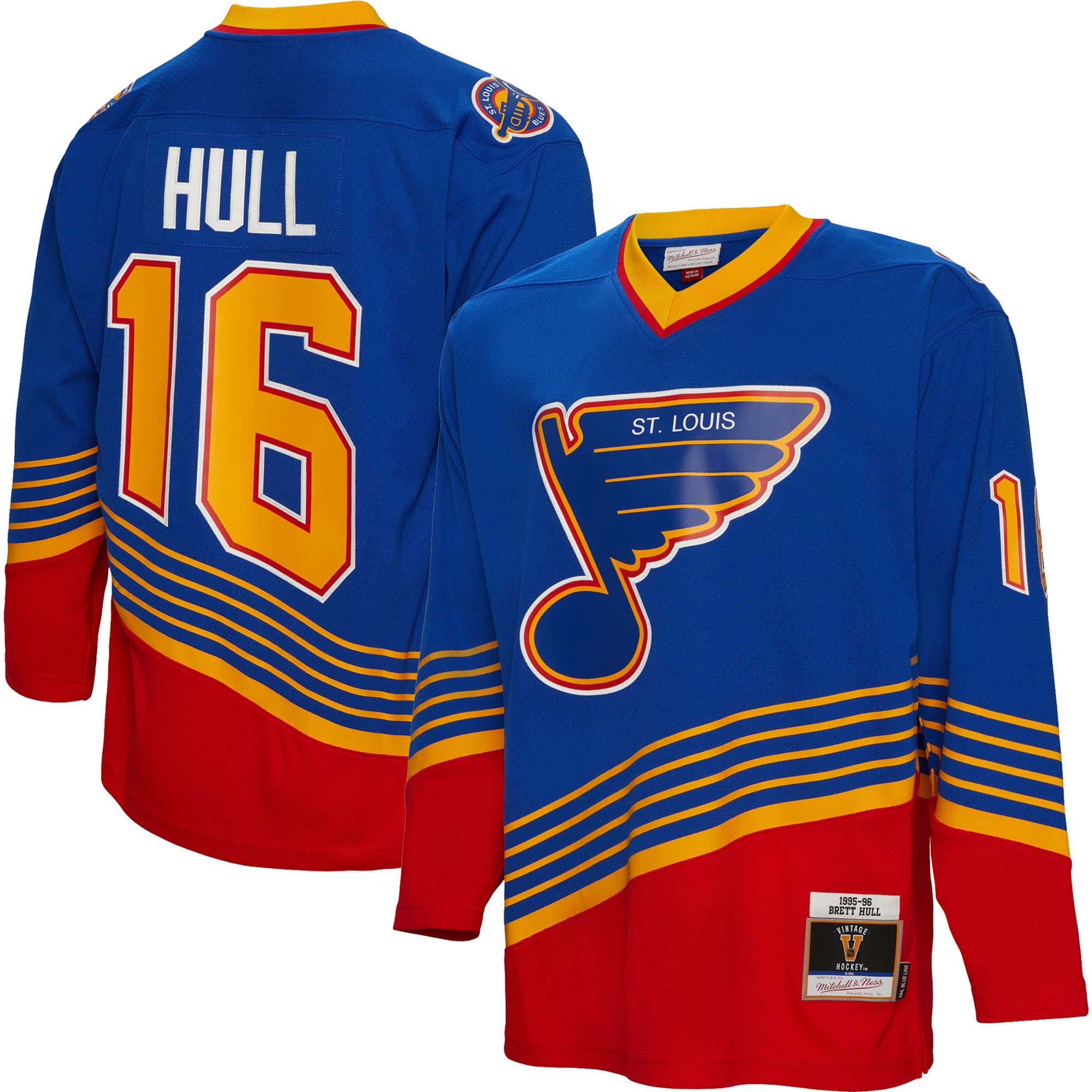 Men's St. Louis Blues Brett Hull Mitchell & Ness Blue 1995/96 Blue Line Player Jersey - JS158 