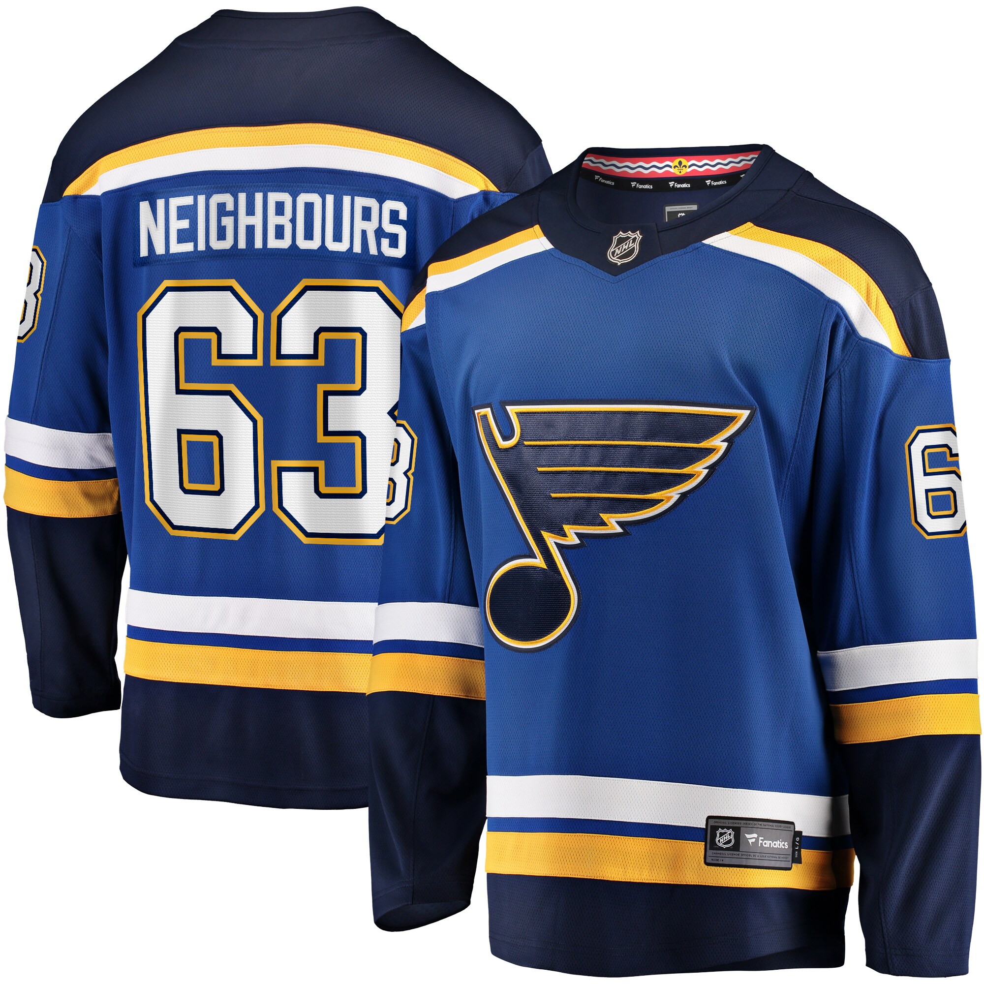 Men's St. Louis Blues Jake Neighbours Blue Home Premier Breakaway Player Jersey - JS380 