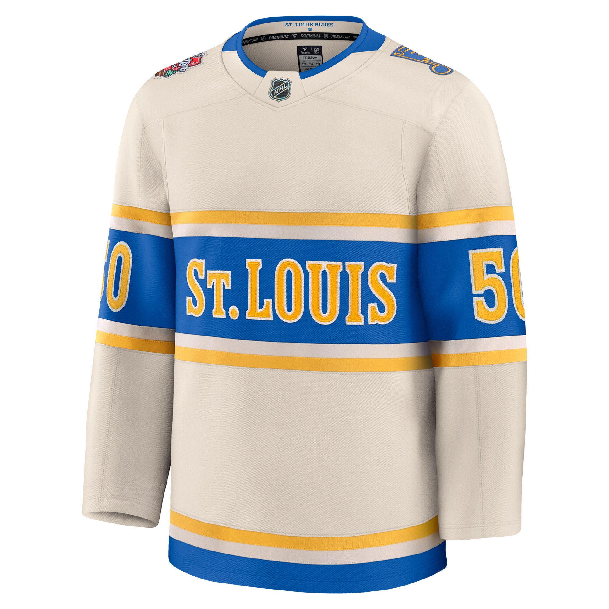 Alternative view of Men's St. Louis Blues Jordan Binnington Cream 2025 NHL Winter Classic Premium Player Jersey - JS502 
