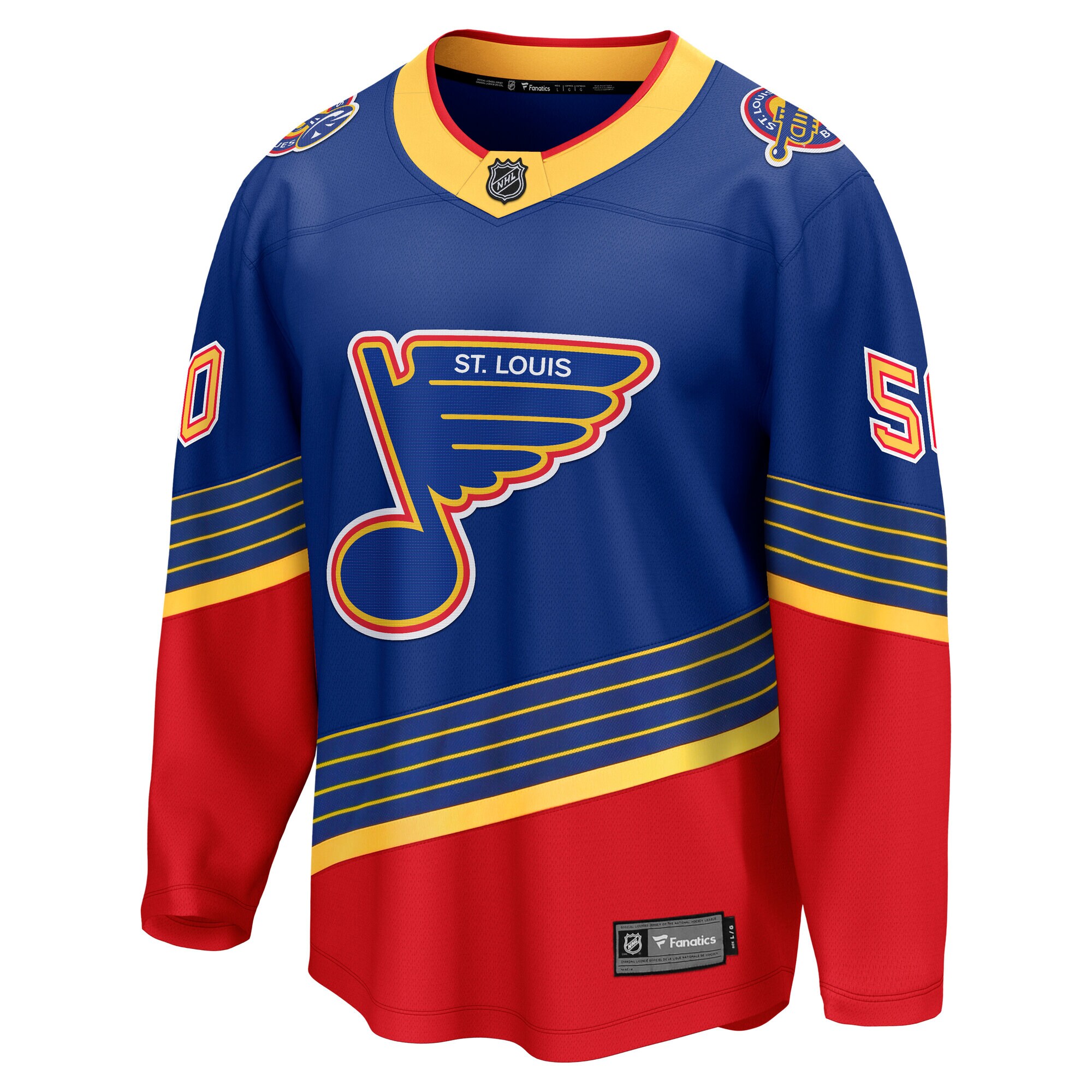 Alternative view of Men's St. Louis Blues Jordan Binnington Royal Alternate Premier Breakaway Player Jersey - JS402 