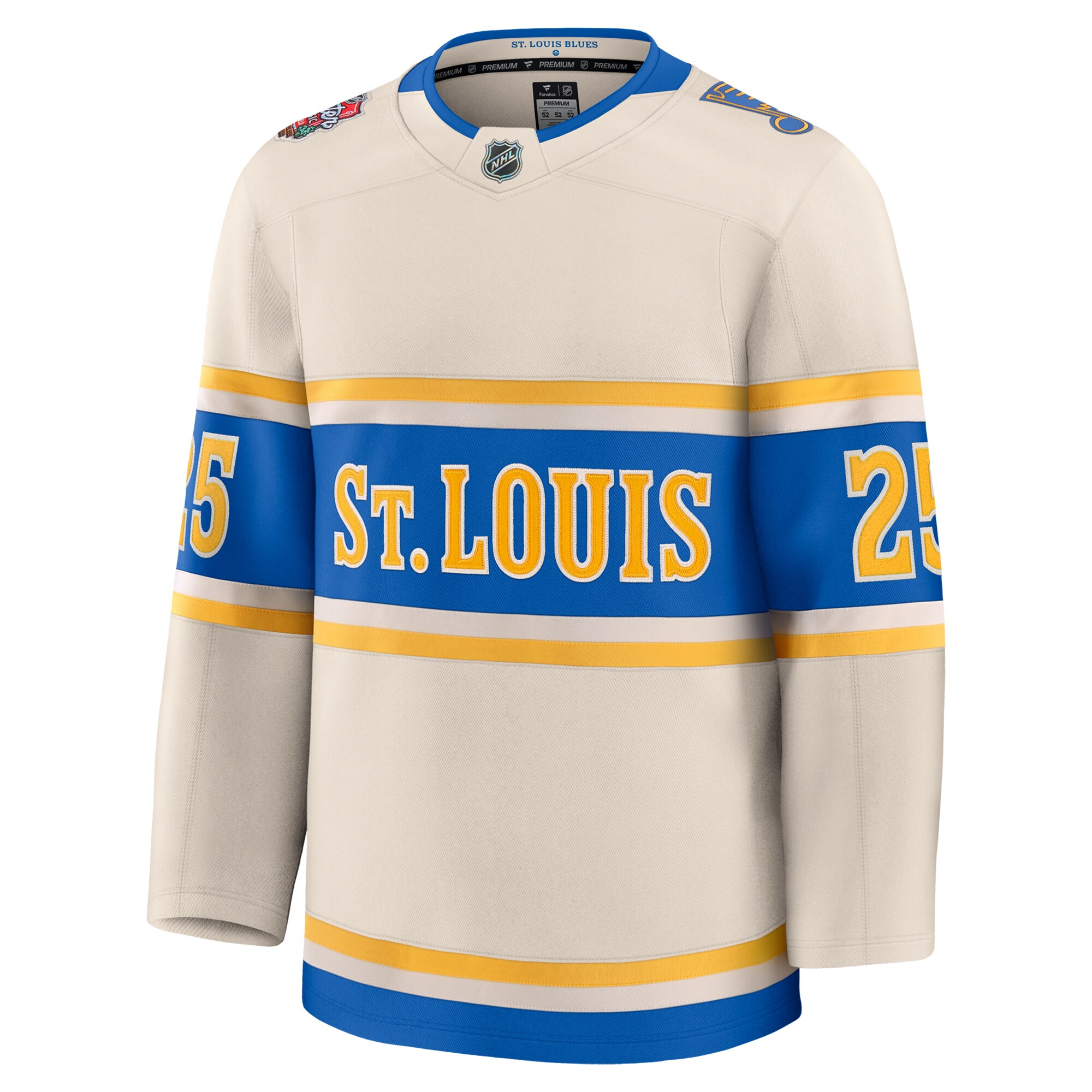 Alternative view of Men's St. Louis Blues Jordan Kyrou Cream 2025 NHL Winter Classic Premium Player Jersey - JS752 