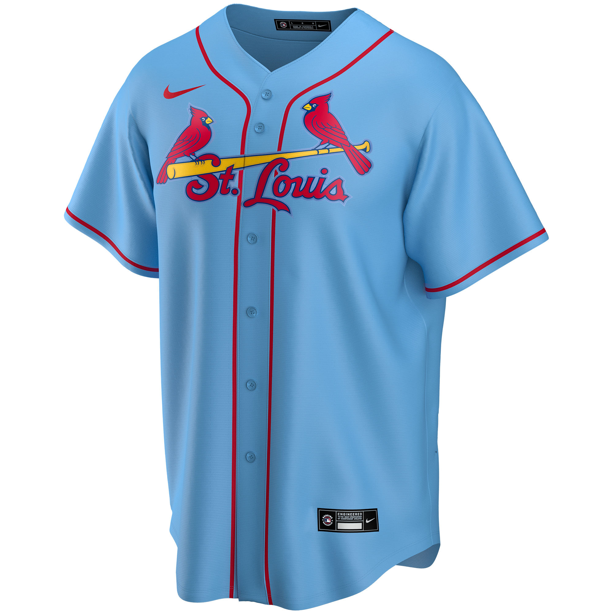 Alternative view of Men's St. Louis Cardinals Light Blue Alternate Custom Jersey 