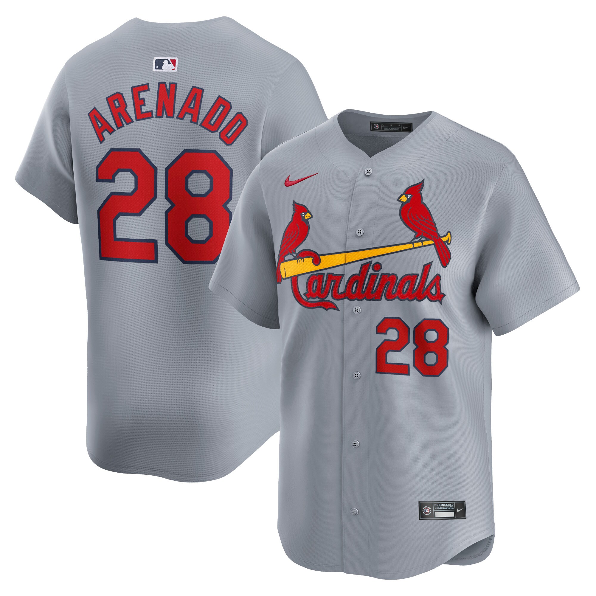 Men's St. Louis Cardinals Nolan Arenado Gray Away Limited Player Jersey 