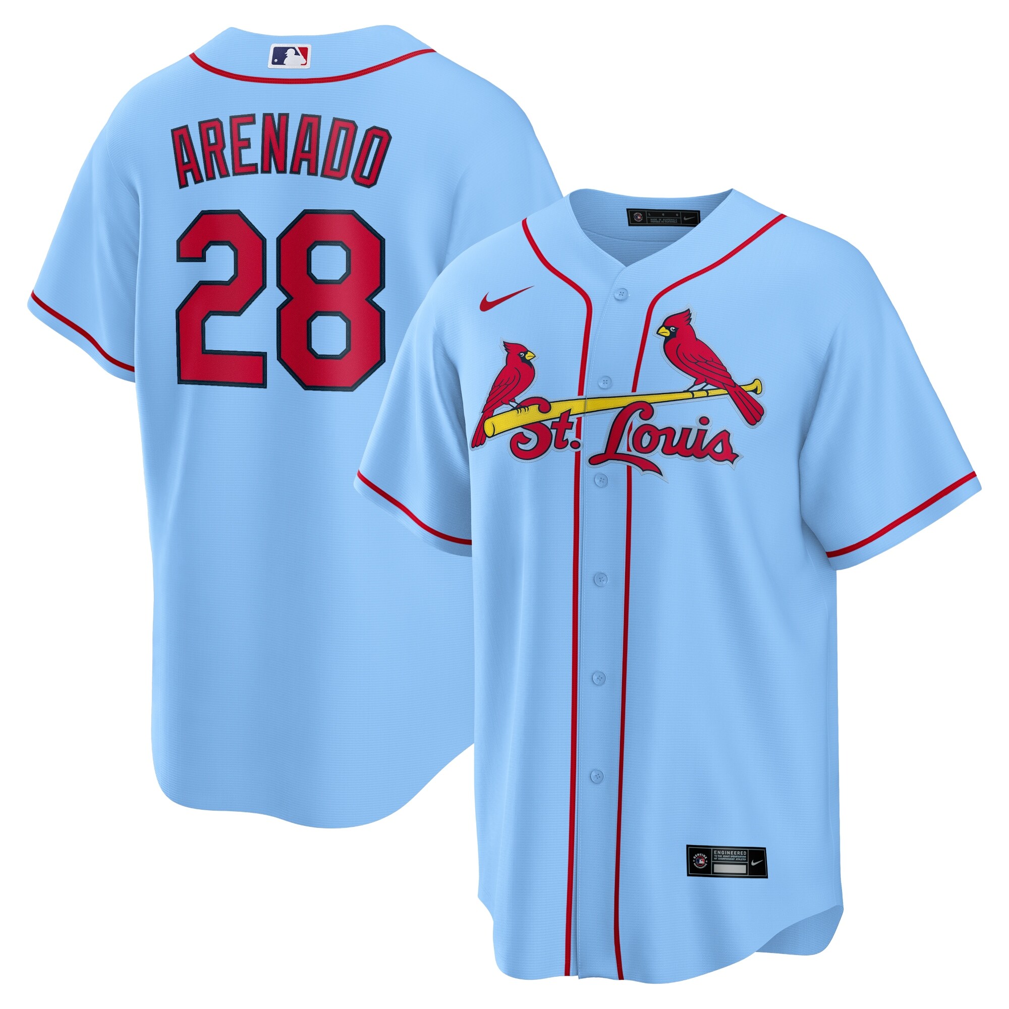 Men's St. Louis Cardinals Nolan Arenado Light Blue 2024 Alternate Jersey 
