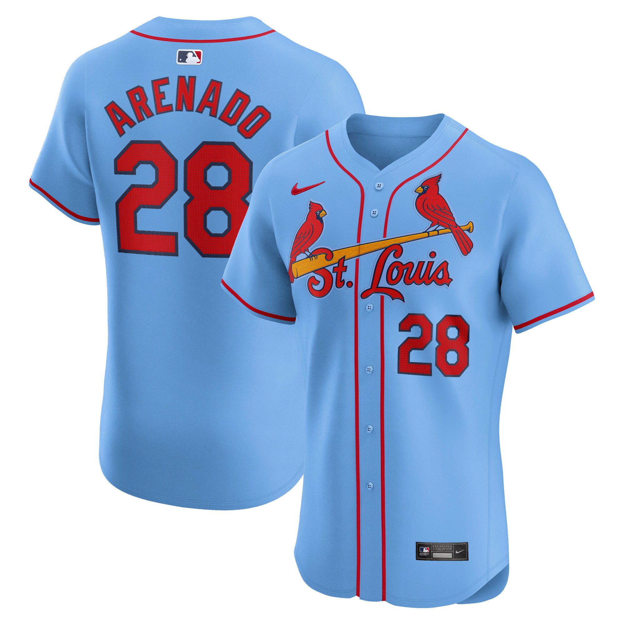 Men's St. Louis Cardinals Nolan Arenado Light Blue Alternate Elite Player Jersey 