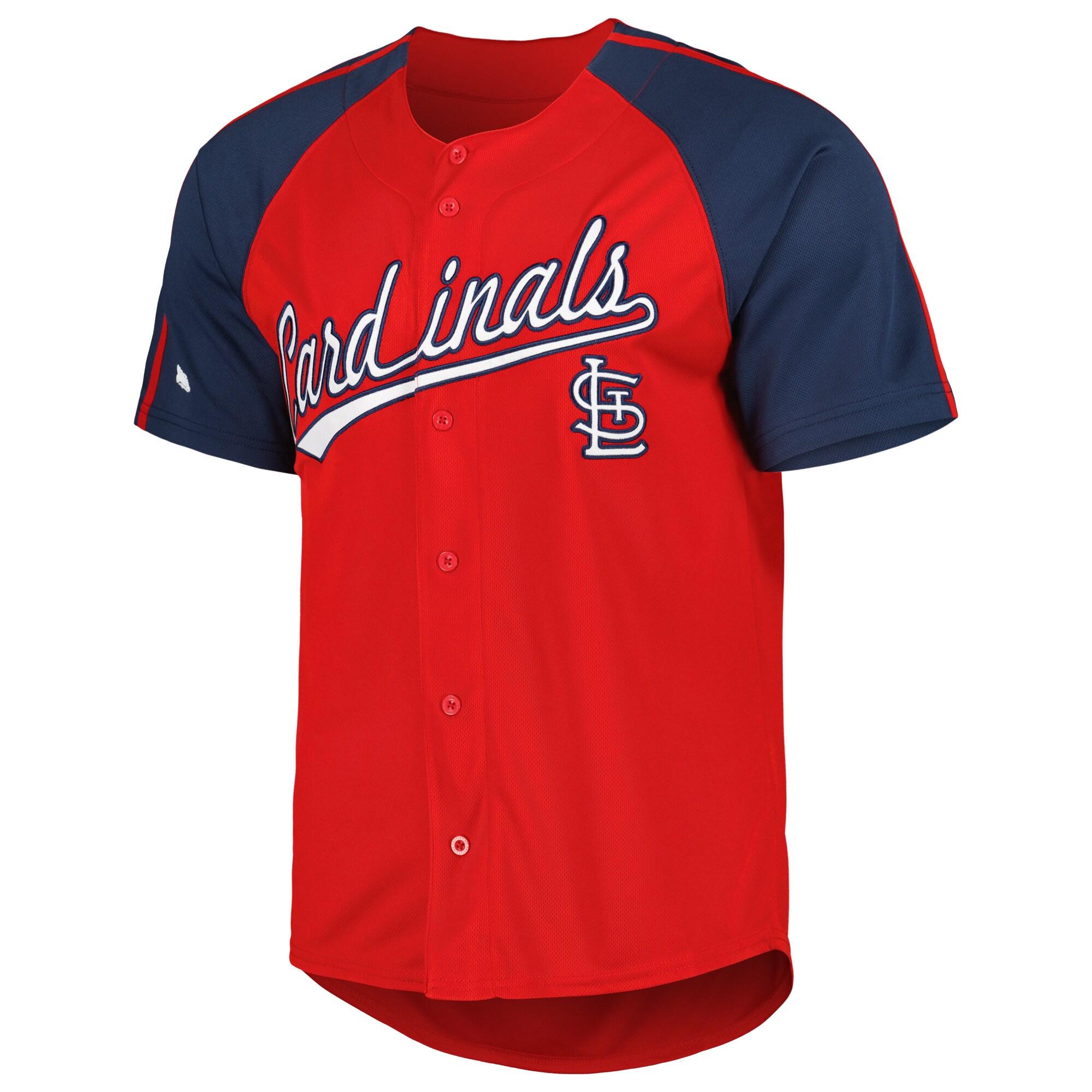 Alternative view of Men's St. Louis Cardinals Stitches Red Button-Down Raglan Fashion Jersey 