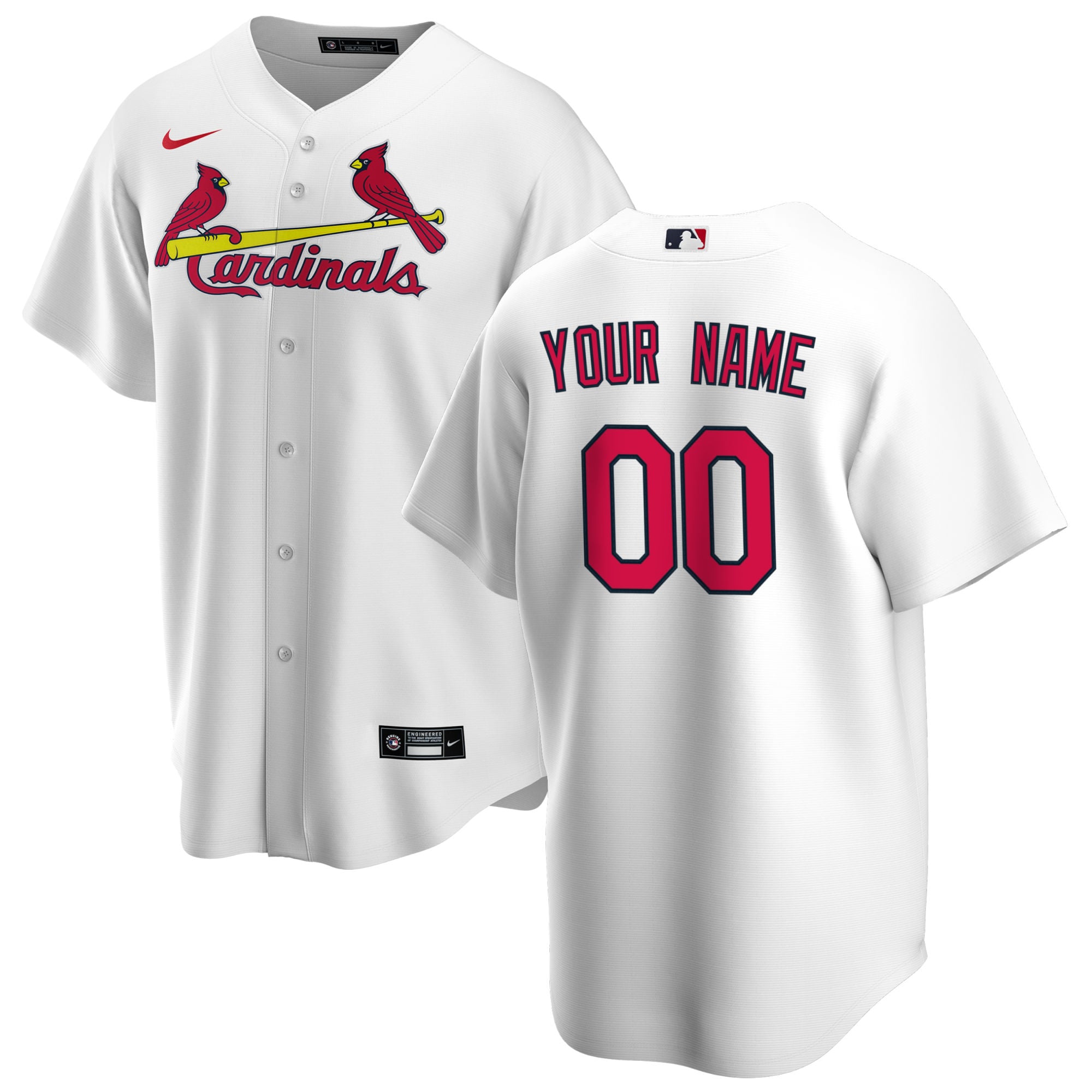 Men's St. Louis Cardinals White Home Custom Jersey 