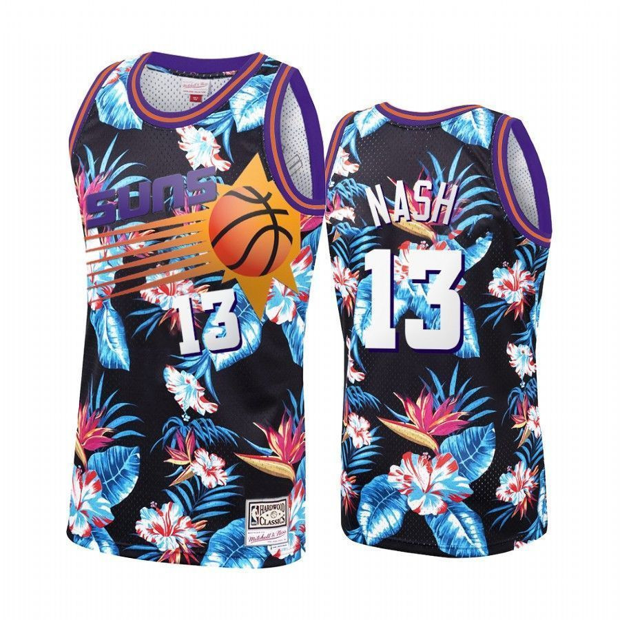 Men's Steve Nash 13 Phoenix Suns Black Floral Fashion Jersey - JS375 