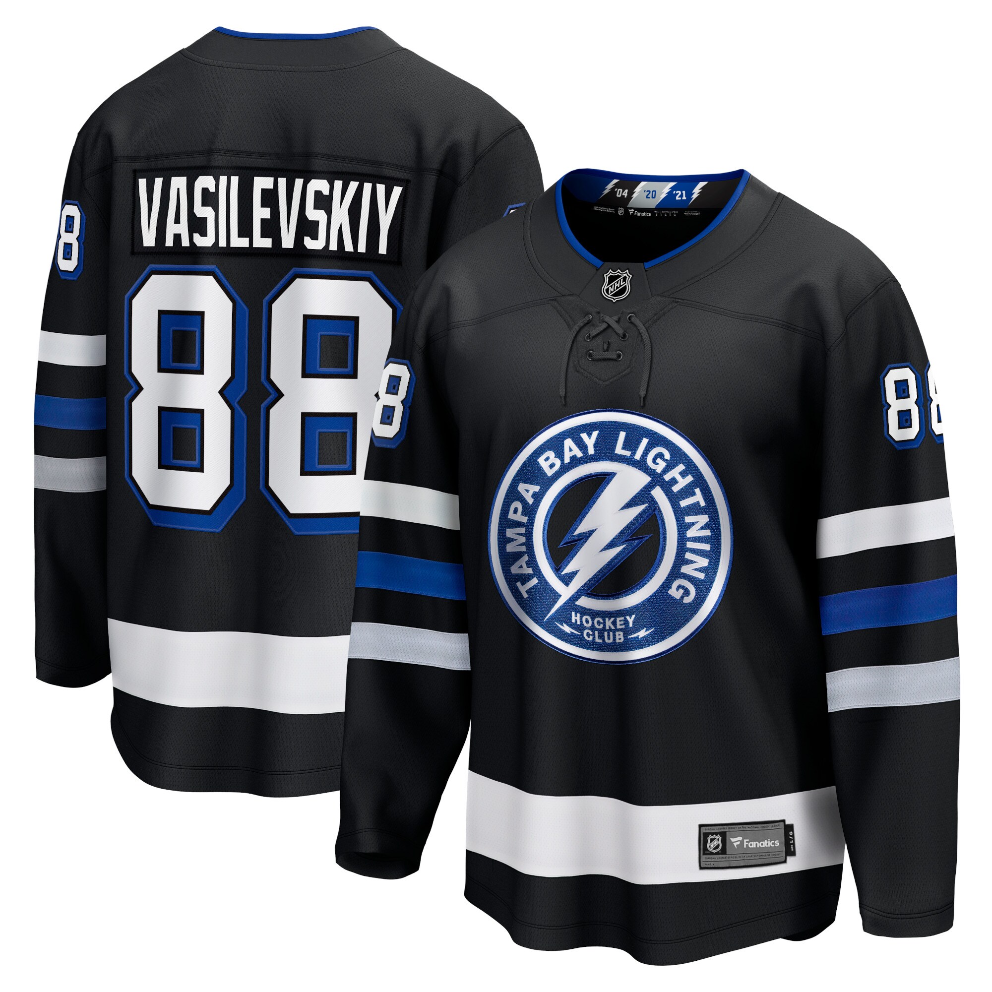 Men's Tampa Bay Lightning Andrei Vasilevskiy Black Alternate Premier Breakaway Player Jersey - JS548 
