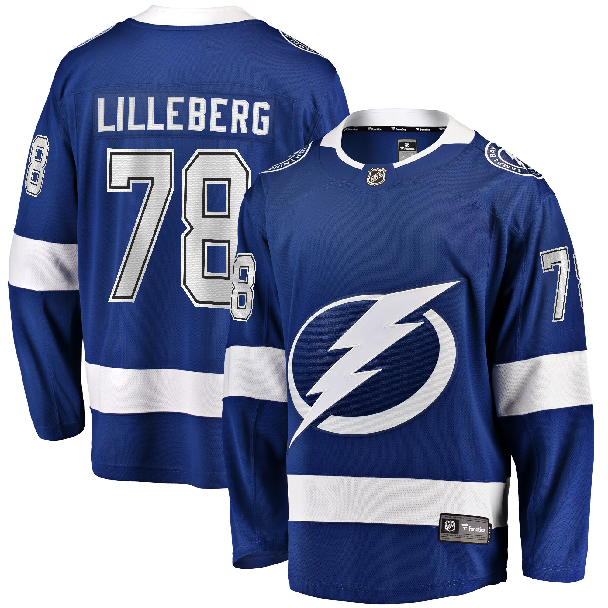Men's Tampa Bay Lightning Emil Lilleberg Blue Home Premier Breakaway Player Jersey - JS218 