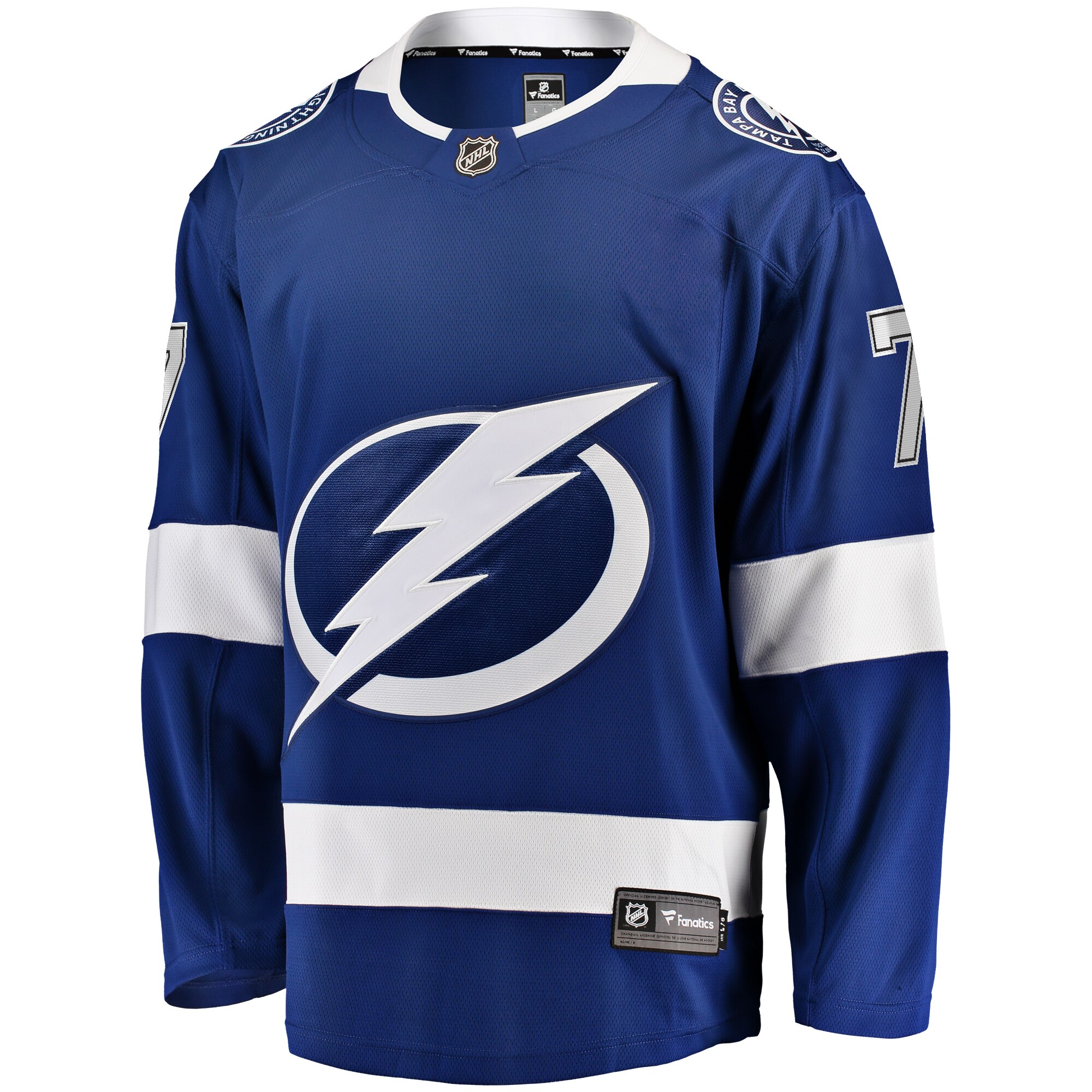 Alternative view of Men's Tampa Bay Lightning Haydn Fleury Blue Home Premier Breakaway Player Jersey - JS204 