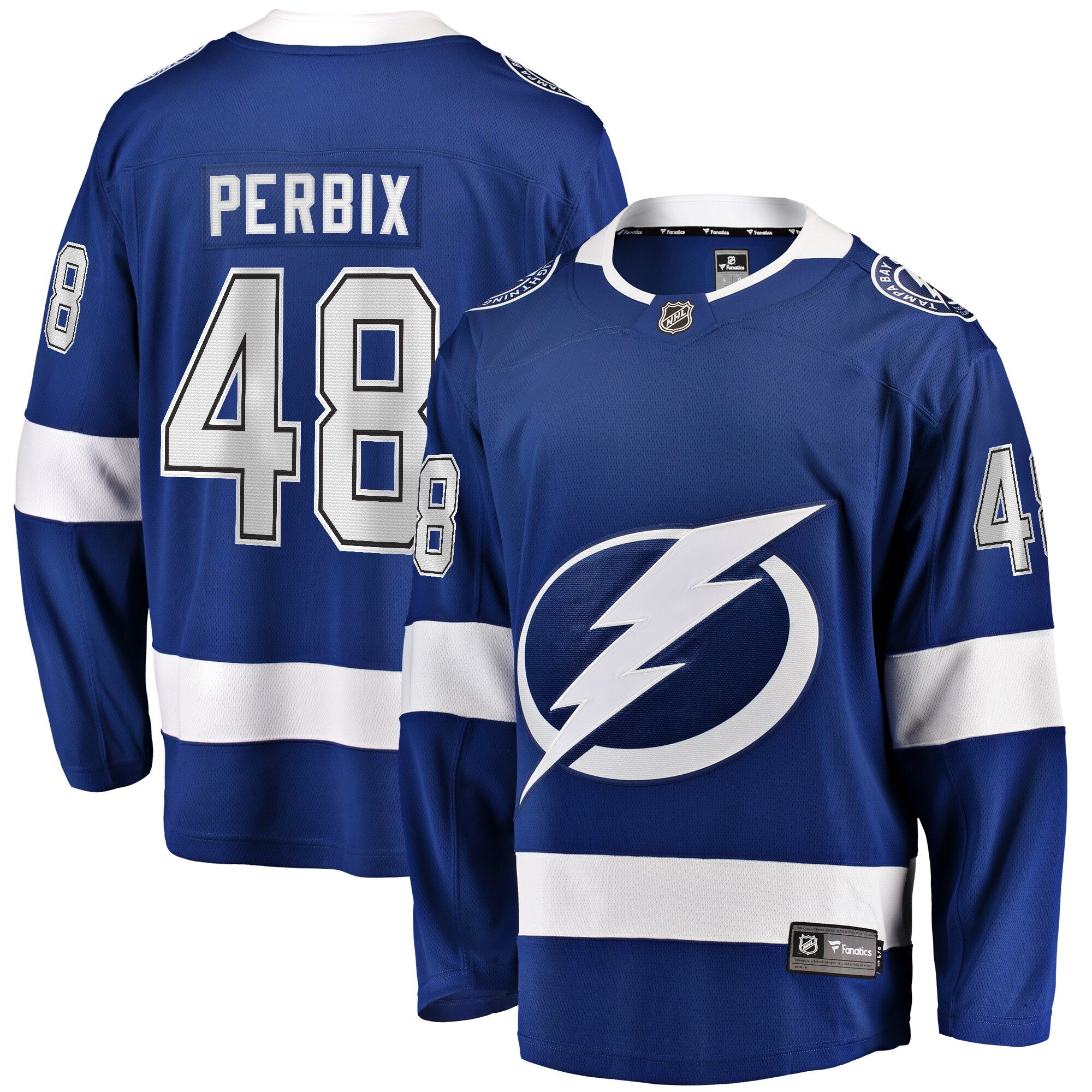 Men's Tampa Bay Lightning Nick Perbix Blue Home Breakaway Jersey - JS747 