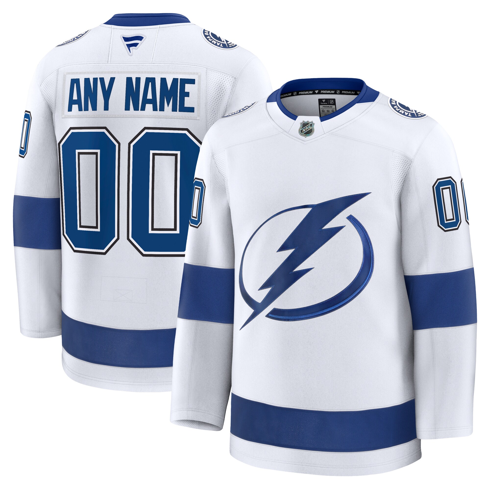Men's Tampa Bay Lightning White Away Premium Custom Jersey - JS522 