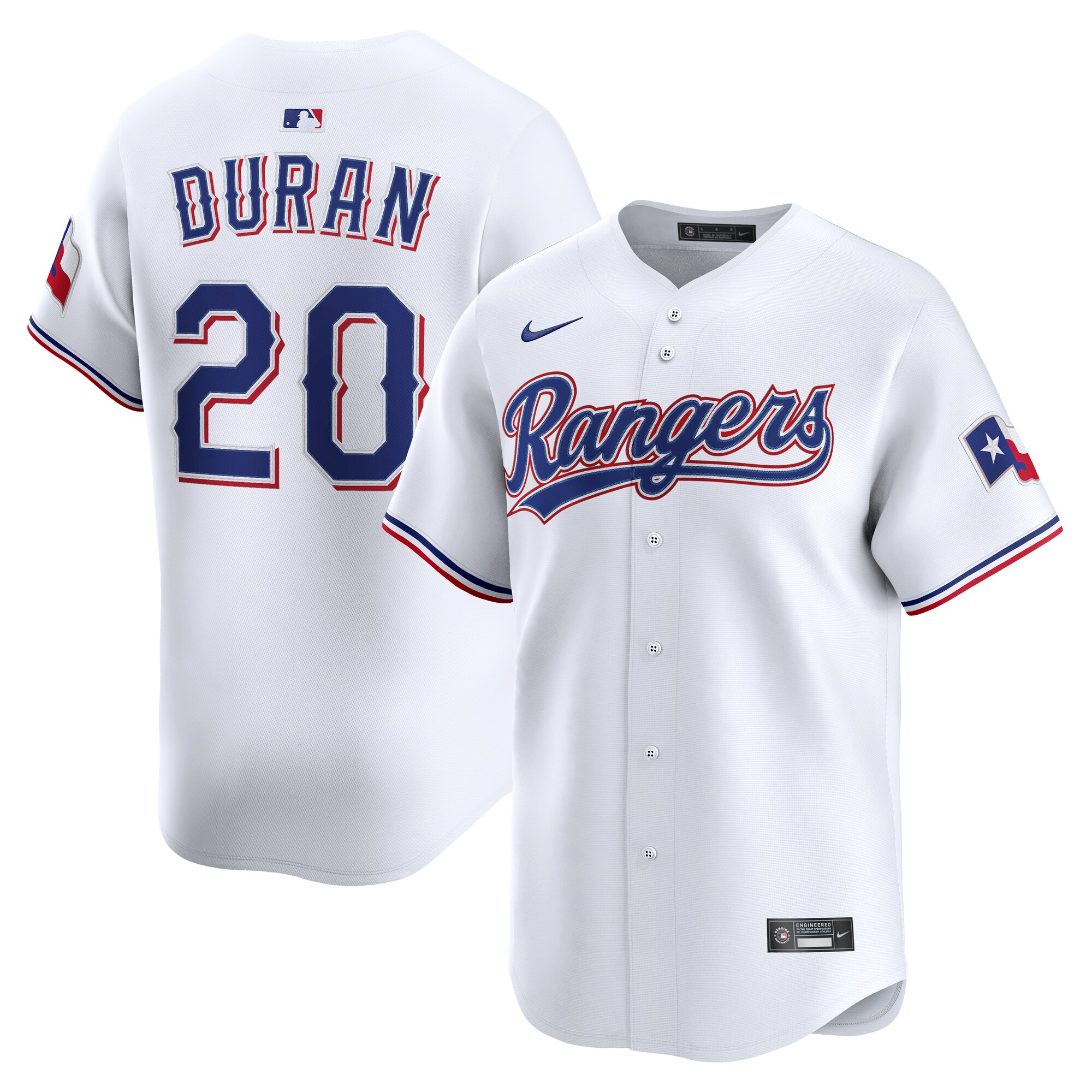 Men's Texas Rangers Ezequiel Duran White Alternate Limited Player Jersey - JS867 