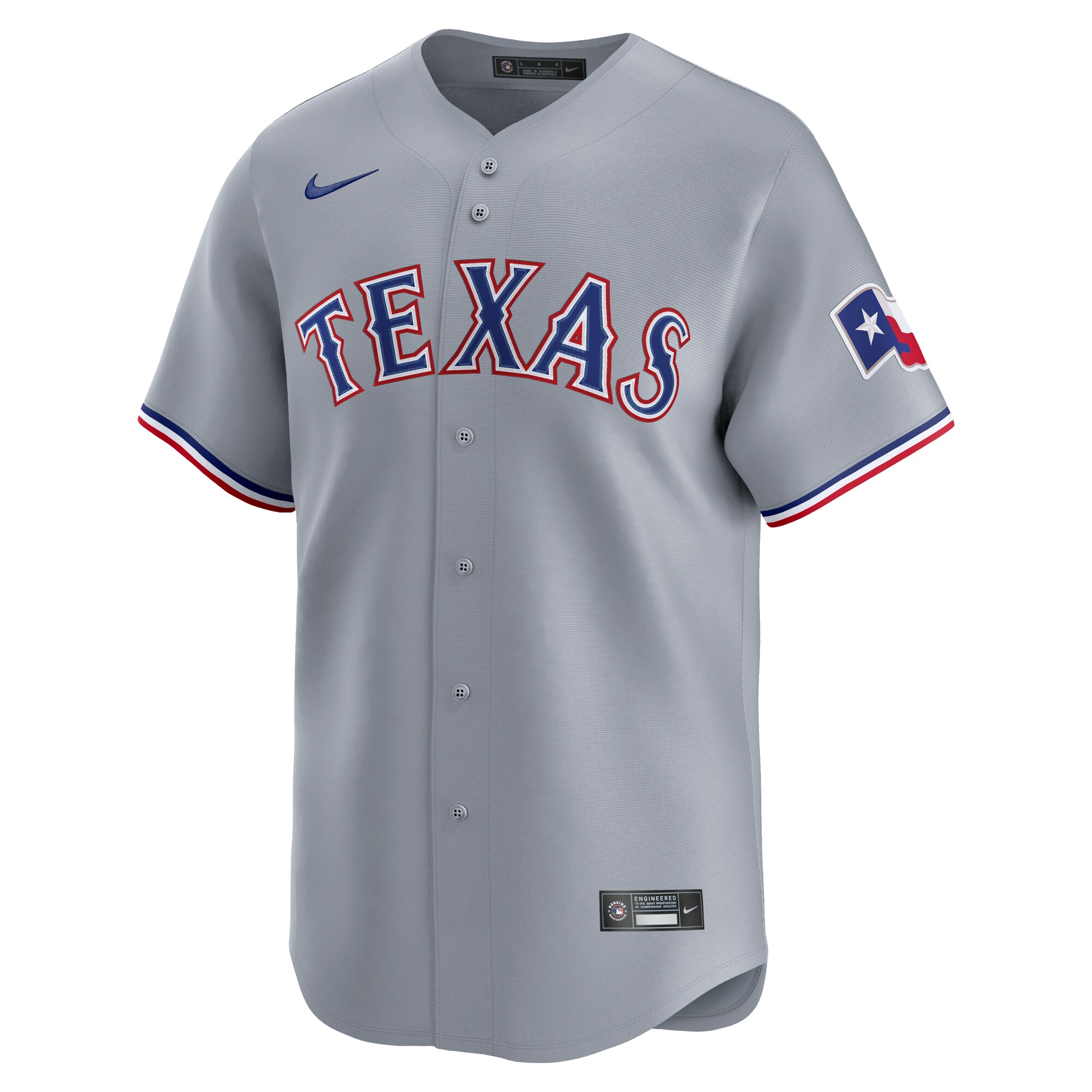 Alternative view of Men's Texas Rangers Gray Road Limited Jersey - JS224 