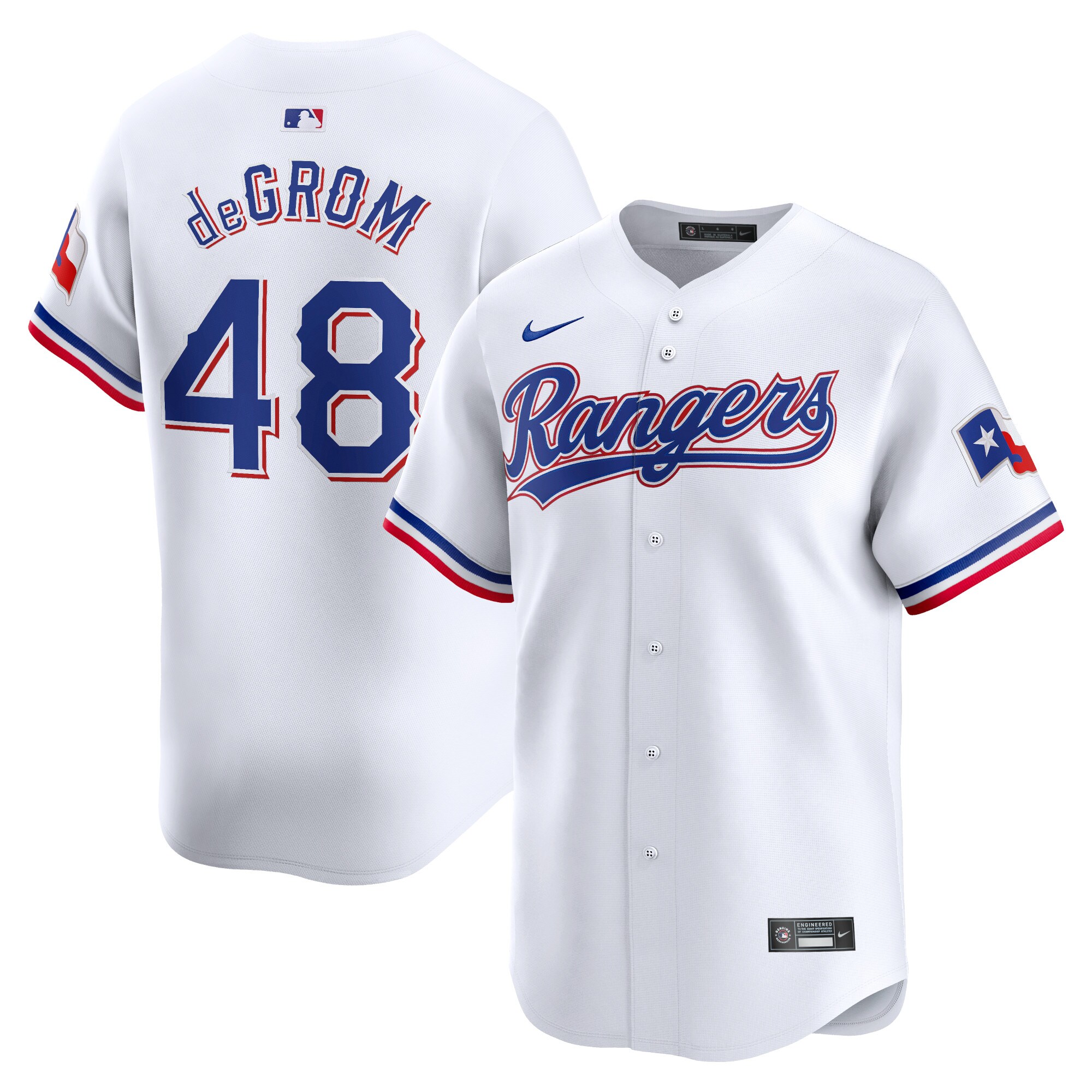 Men's Texas Rangers Jacob deGrom White Home Limited Player Jersey - JS420 
