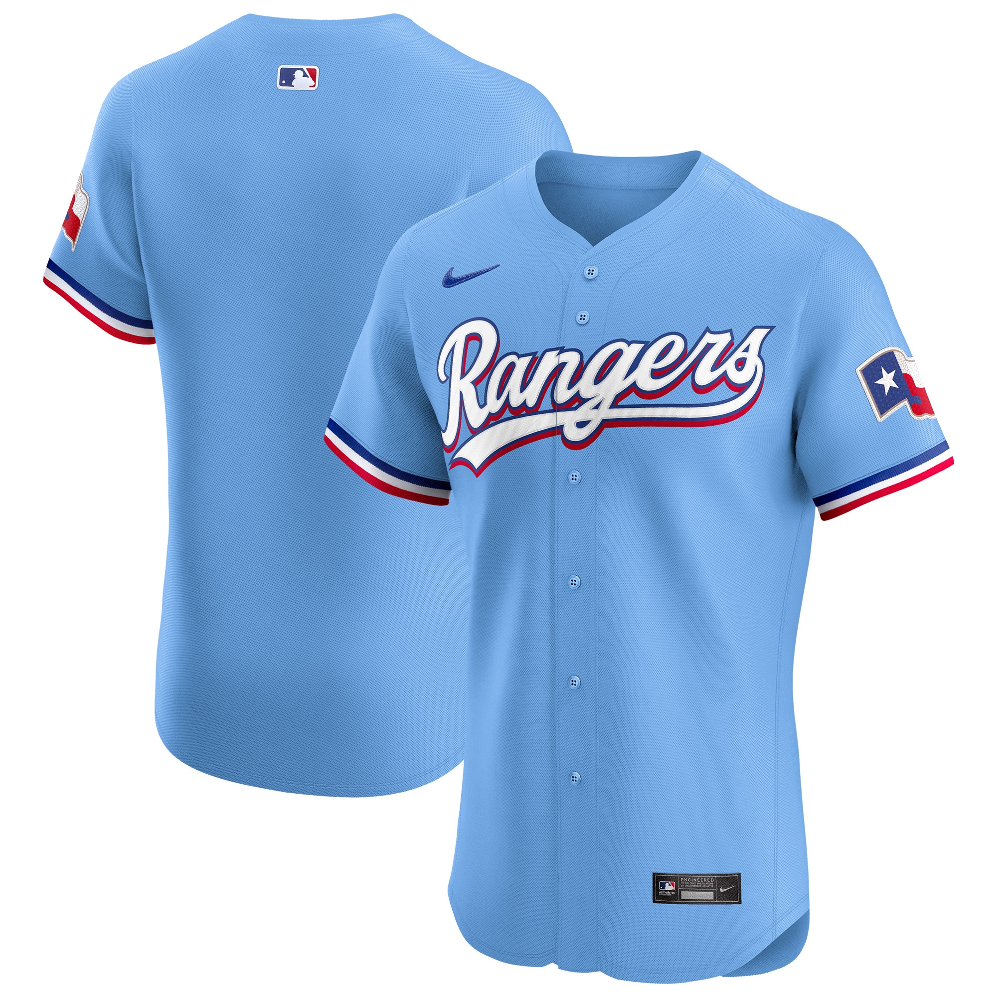Men's Texas Rangers Light Blue Alternate Vapor Premier Elite Patch Jersey - JS978 