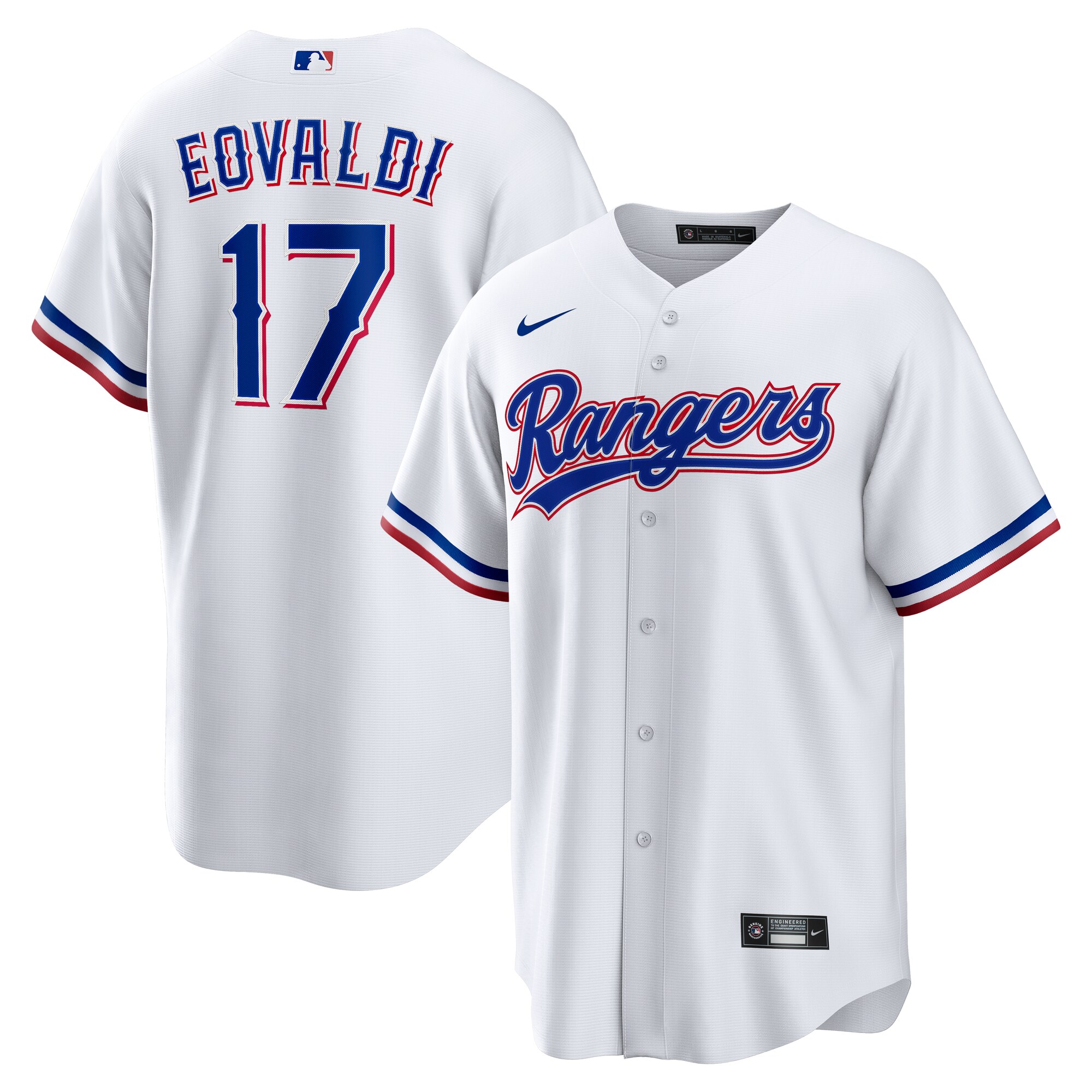 Men's Texas Rangers Nathan Eovaldi White Home Jersey - JS875 