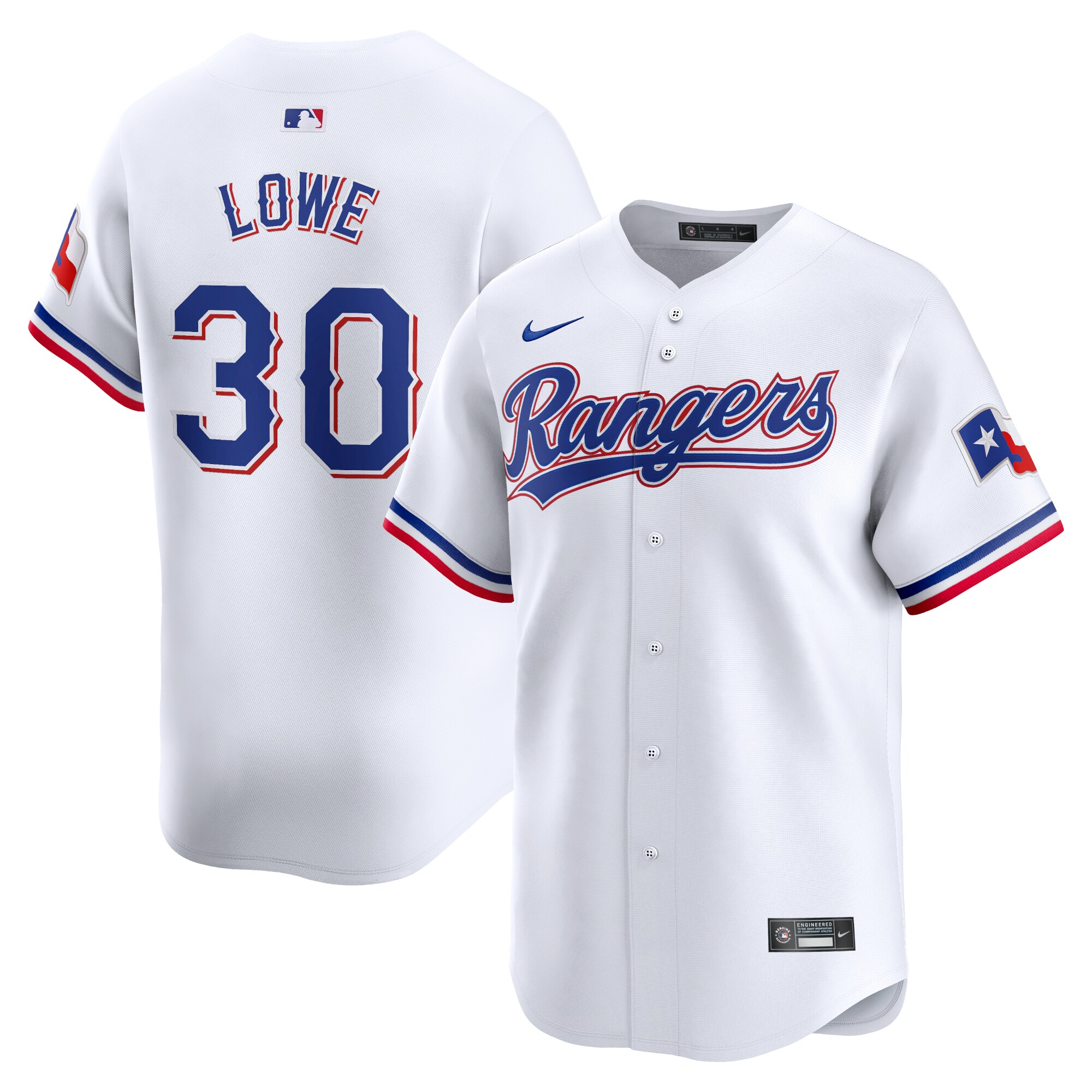 Men's Texas Rangers Nathaniel Lowe White Home Limited Player Jersey - JS135 