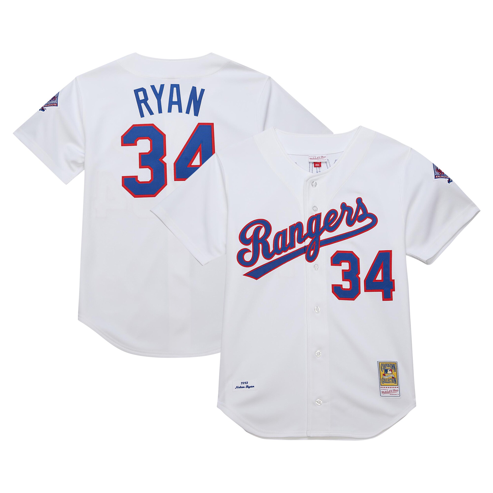 Men's Texas Rangers Nolan Ryan Mitchell & Ness White 1993 Cooperstown Collection Jersey - JS701 