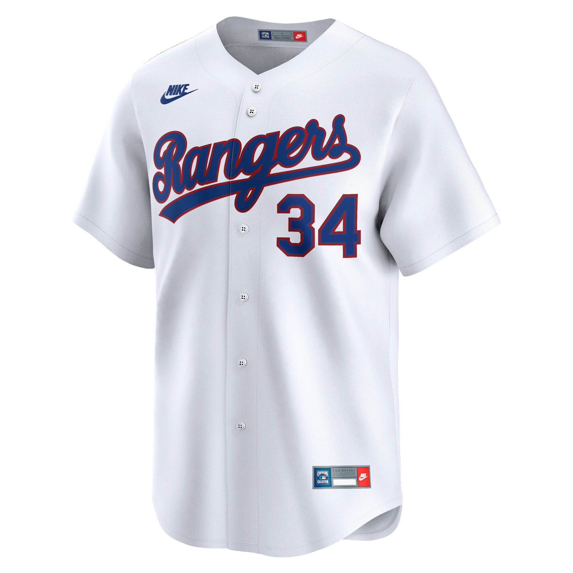 Alternative view of Men's Texas Rangers Nolan Ryan White Throwback Cooperstown Collection Limited Jersey - JS848 