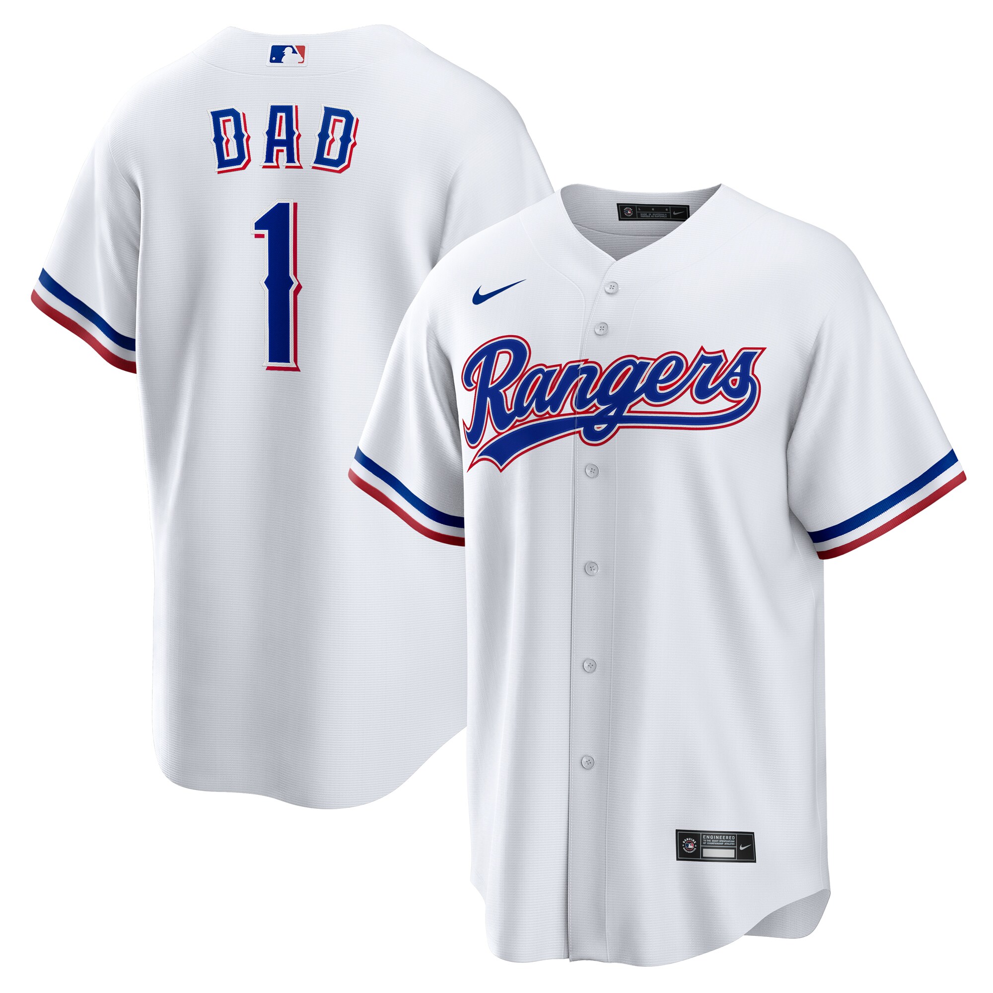 Men's Texas Rangers White #1 Dad Home Jersey - JS286 