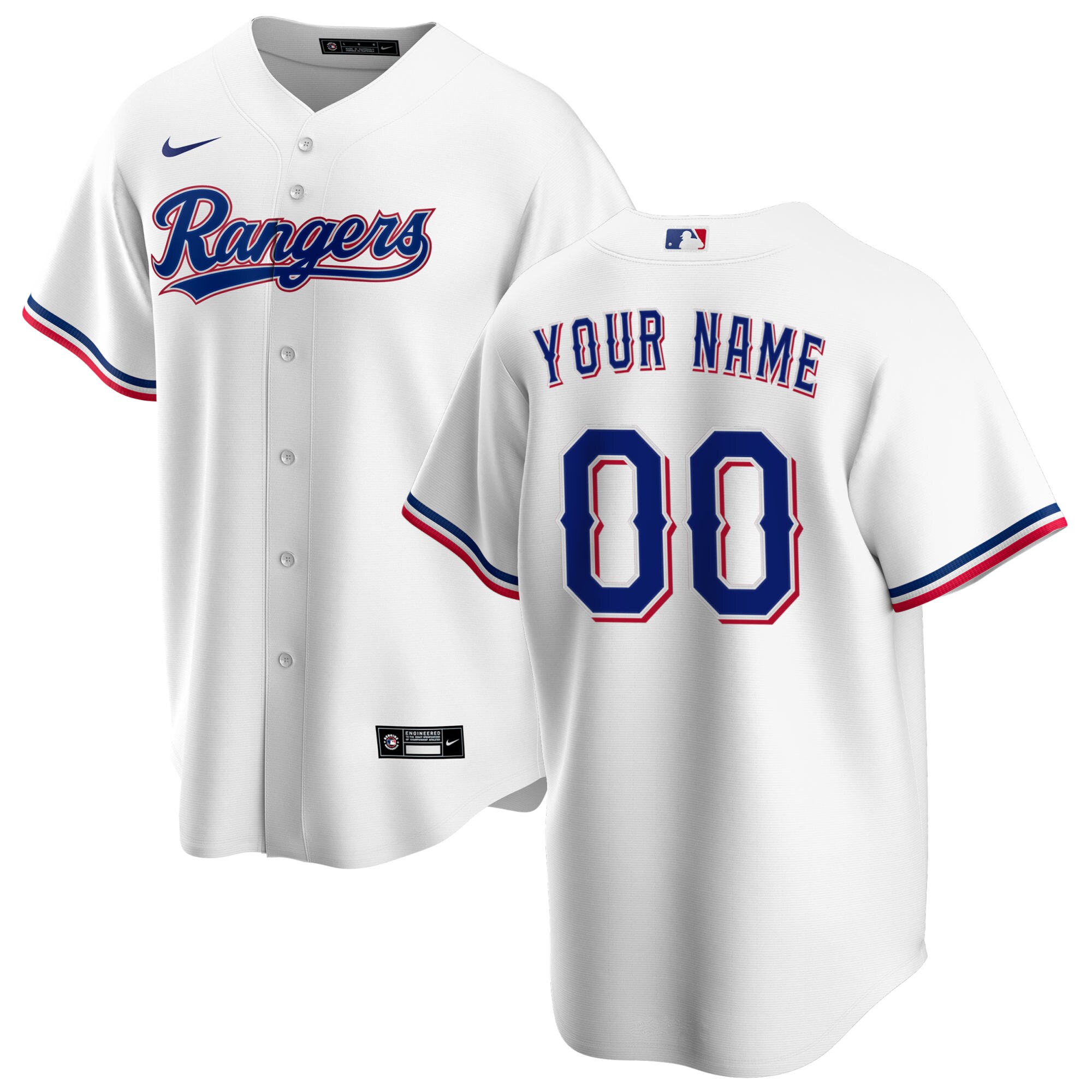 Men's Texas Rangers White Home Custom Jersey - JS130 