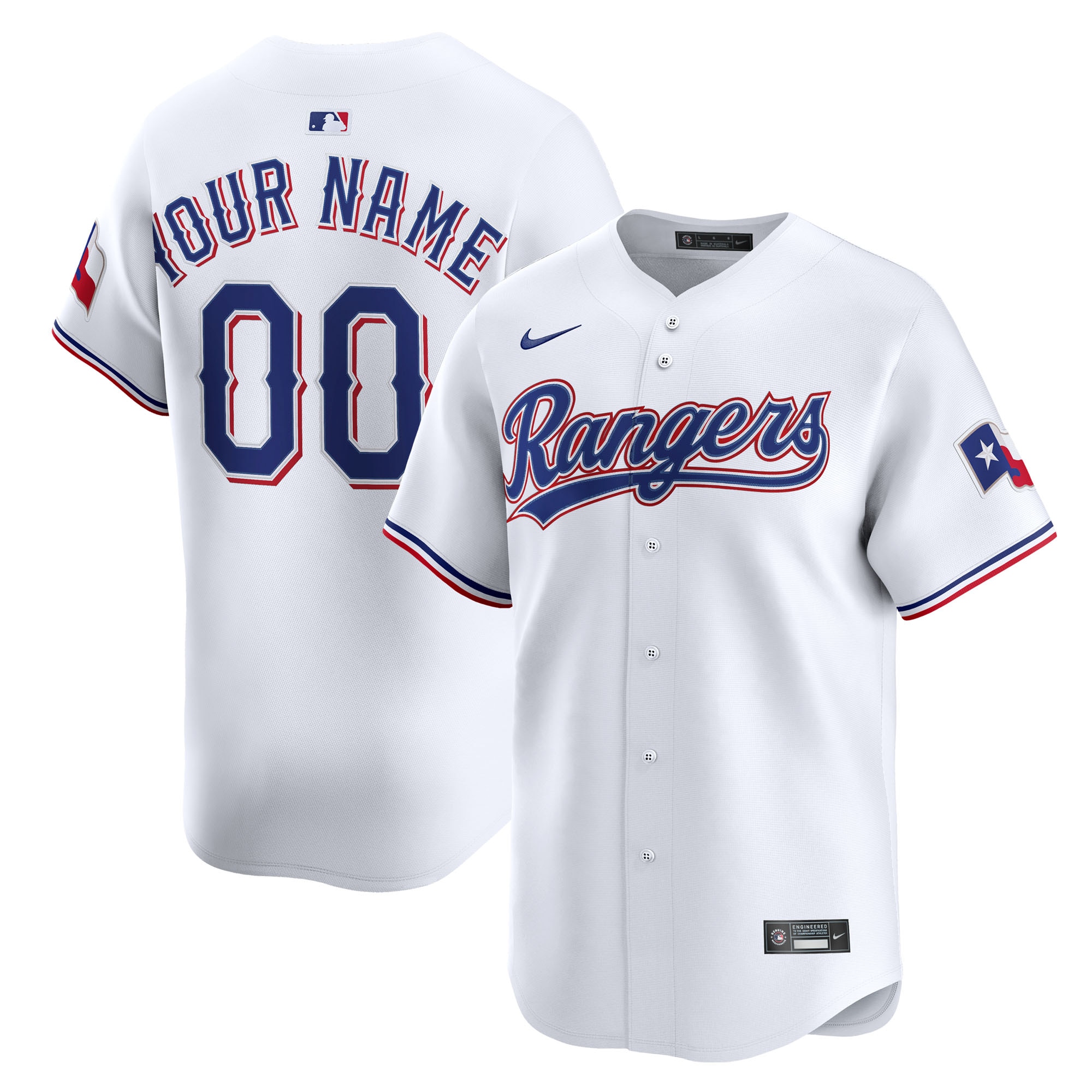 Men's Texas Rangers White Home Limited Custom Jersey - JS956 
