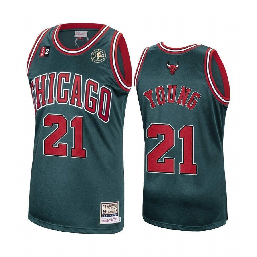 Men's Thaddeus Young 21 Chicago Bulls Green Hardwood Classics Jersey - JS998 