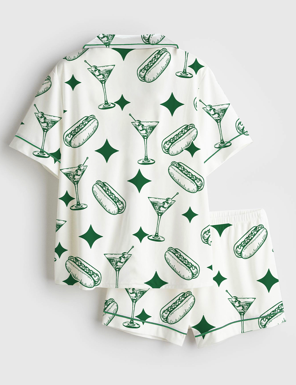 Alternative view of Men's Tinis And Weenies Dirty Martini Party Print Short Sleeve Satin Pajama Set