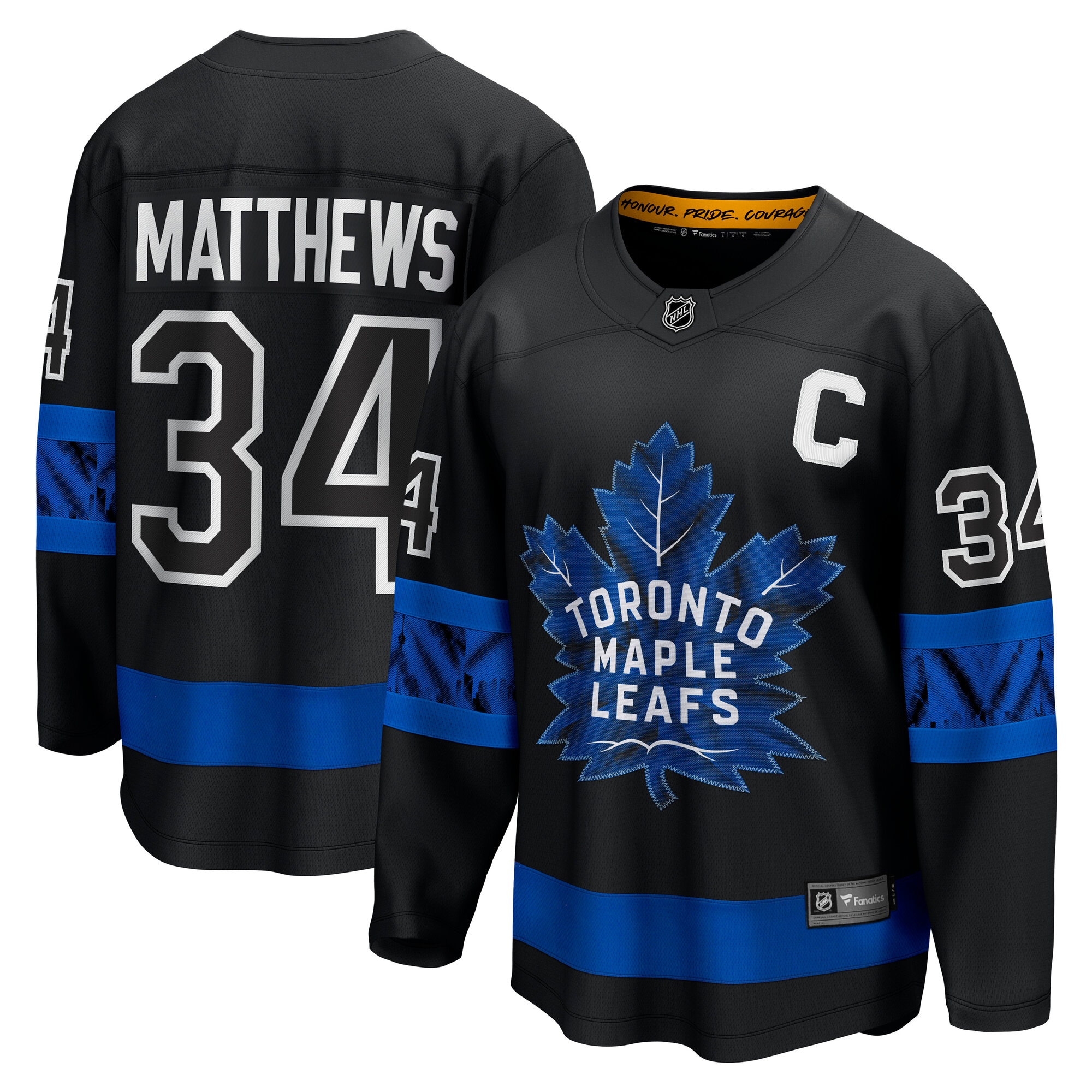 Men's Toronto Maple Leafs Auston Matthews Black "C" Premier Breakaway Player Jersey - JS198 
