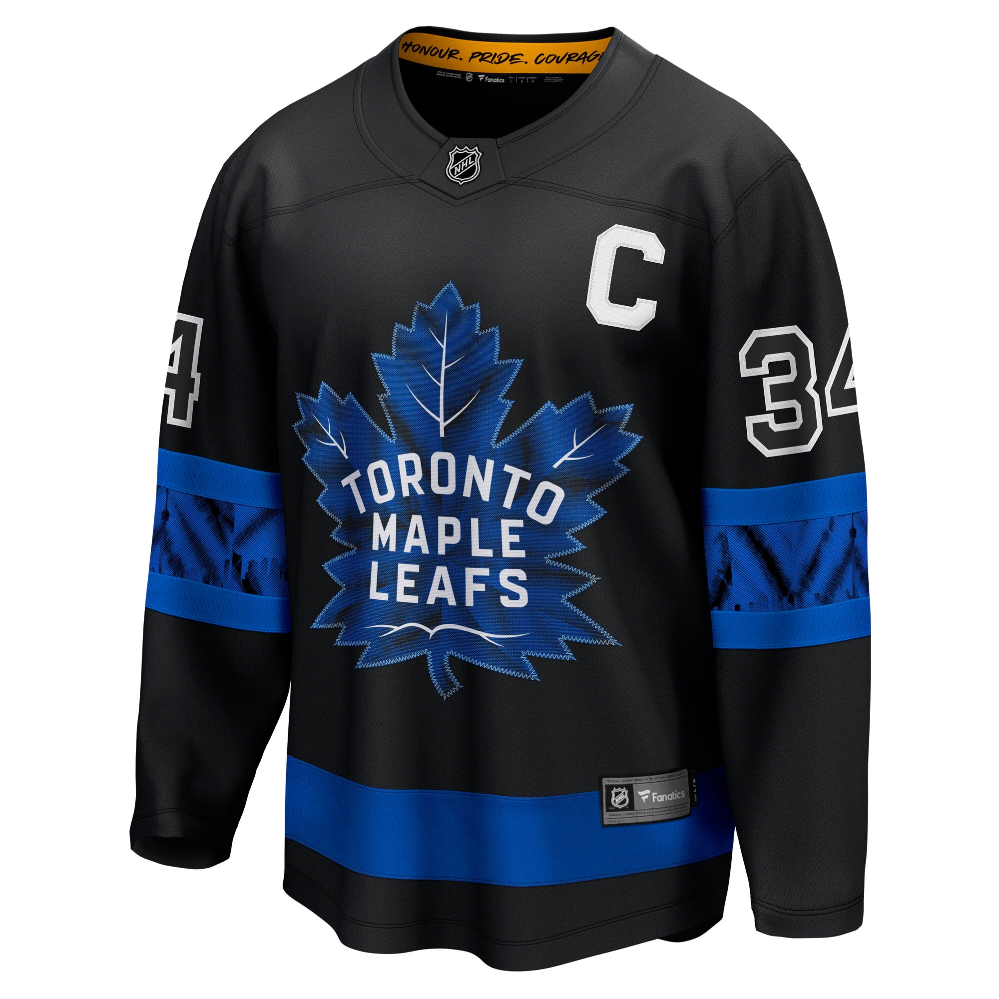 Alternative view of Men's Toronto Maple Leafs Auston Matthews Black "C" Premier Breakaway Player Jersey - JS691 