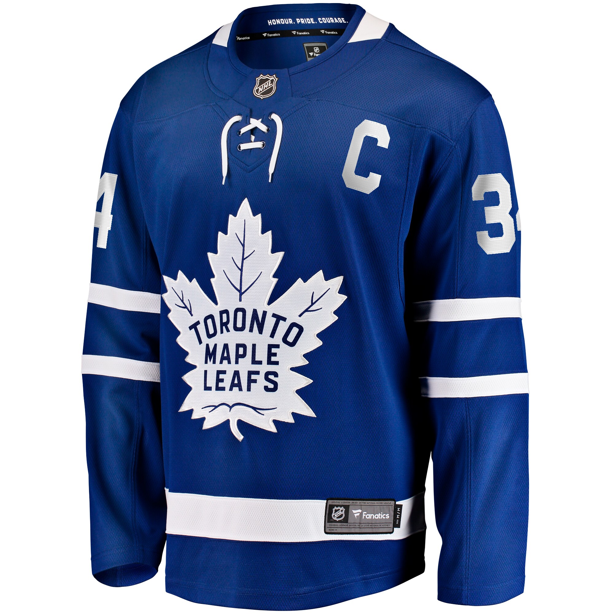 Alternative view of Men's Toronto Maple Leafs Auston Matthews Blue Captain Patch Home Breakaway Player Jersey - JS294 
