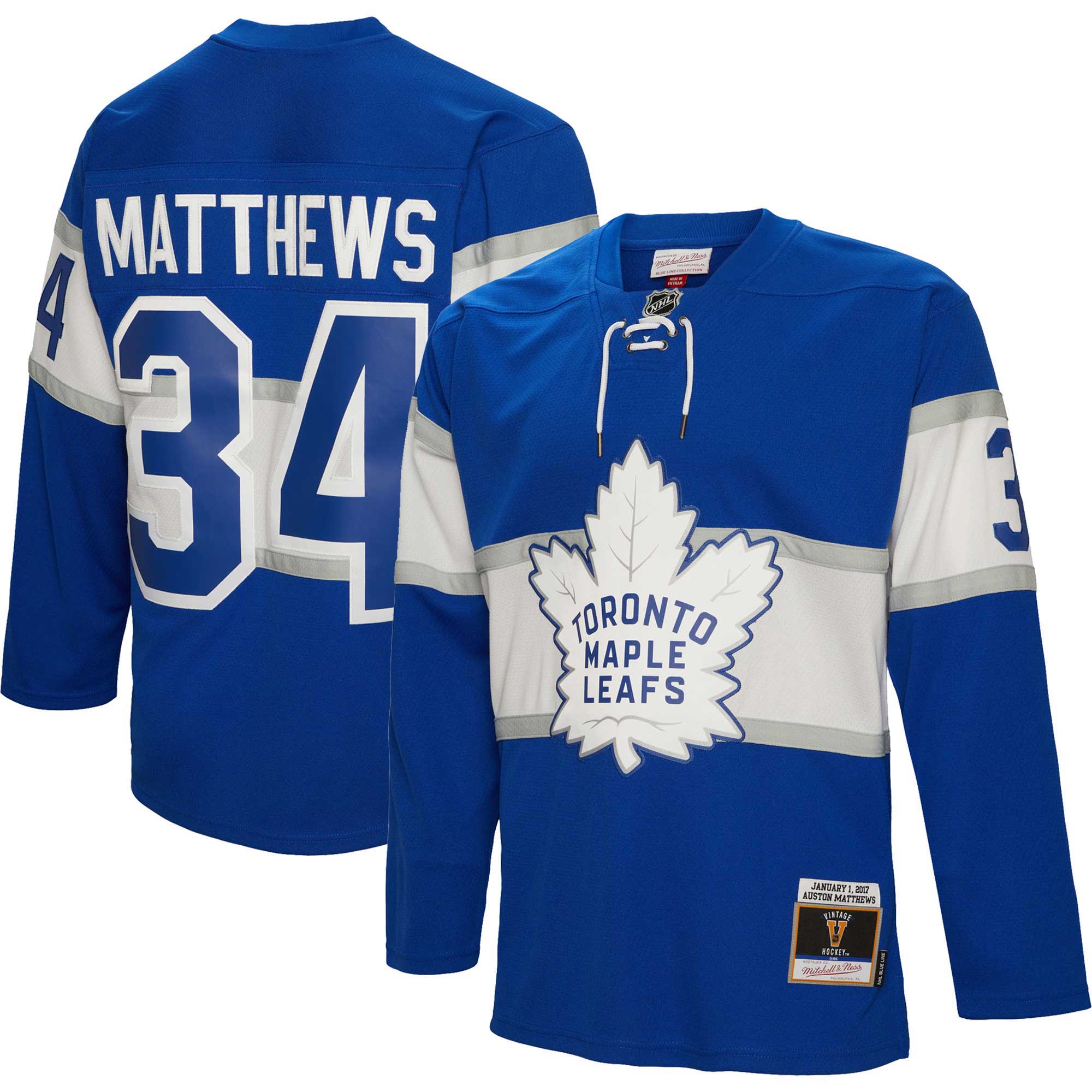 Men's Toronto Maple Leafs Auston Matthews Mitchell & Ness Blue 2017 Winter Classic Blue Line Player Jersey - JS483 